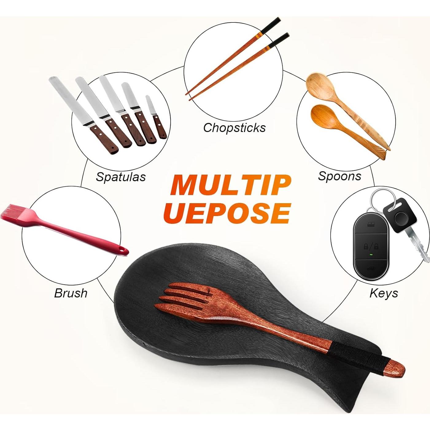 Soporte para Cuchara de Madera de Bambú Patelai 17.78 cm Negro