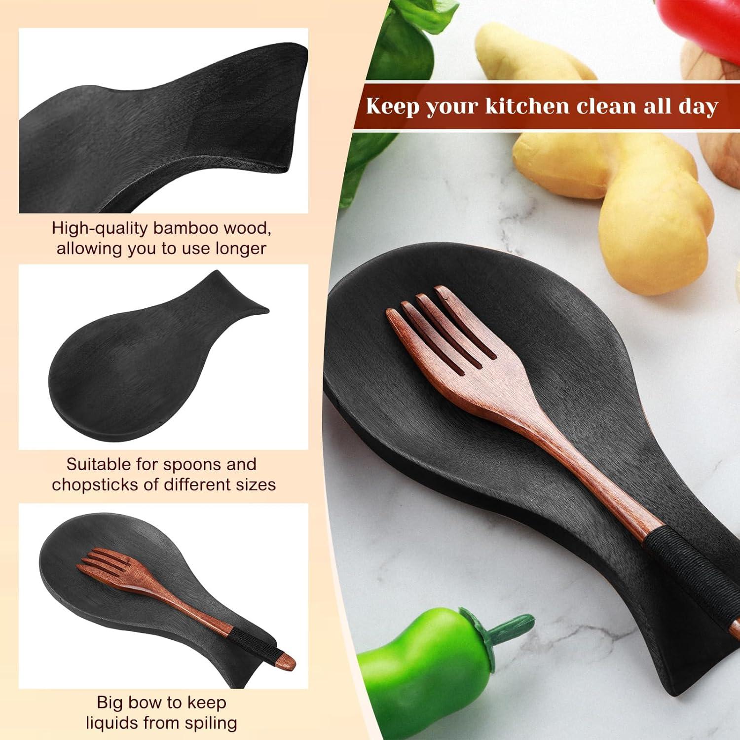 Soporte para Cuchara de Madera de Bambú Patelai 17.78 cm Negro