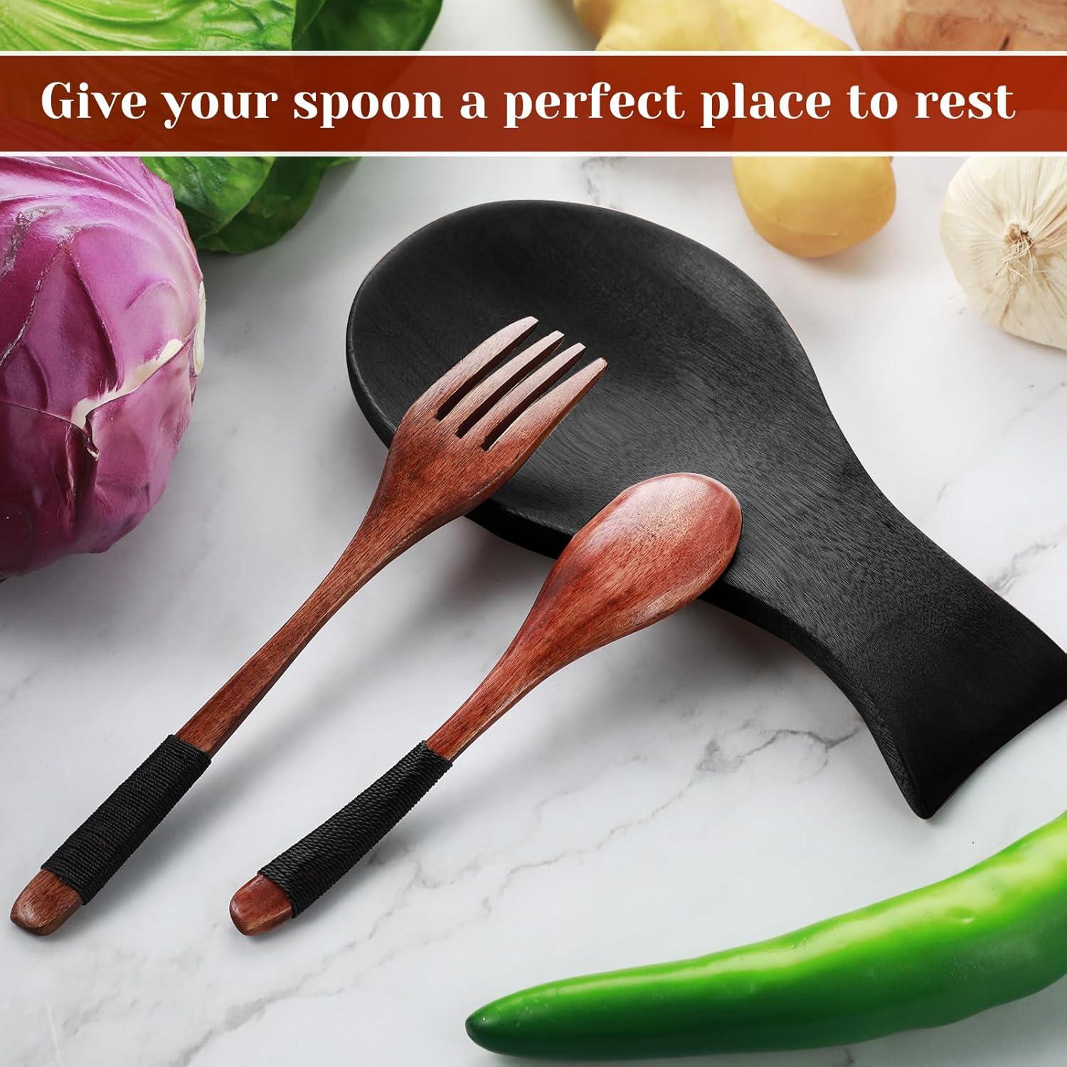 Soporte para Cuchara de Madera de Bambú Patelai 17.78 cm Negro