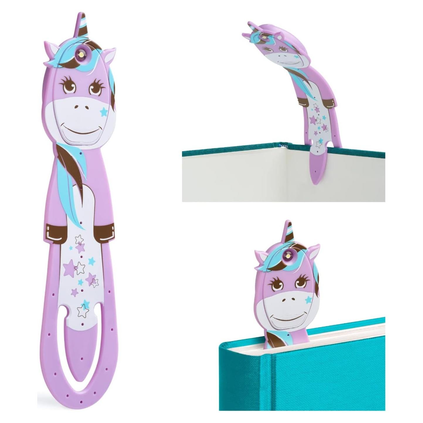 Flexilight Luz de Lectura LED 2 en 1 Marcador Púrpura Unicornio