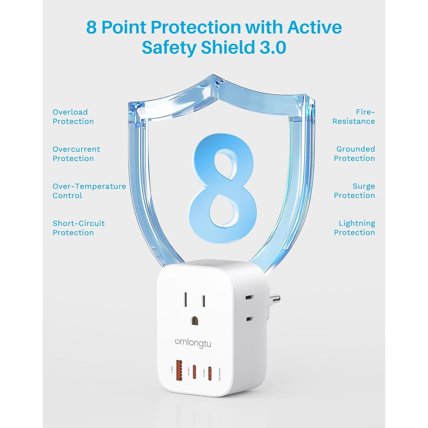 Adaptador de Enchufe Tipo E/F 20W XiangRun - 2 Paquetes con 3 USB