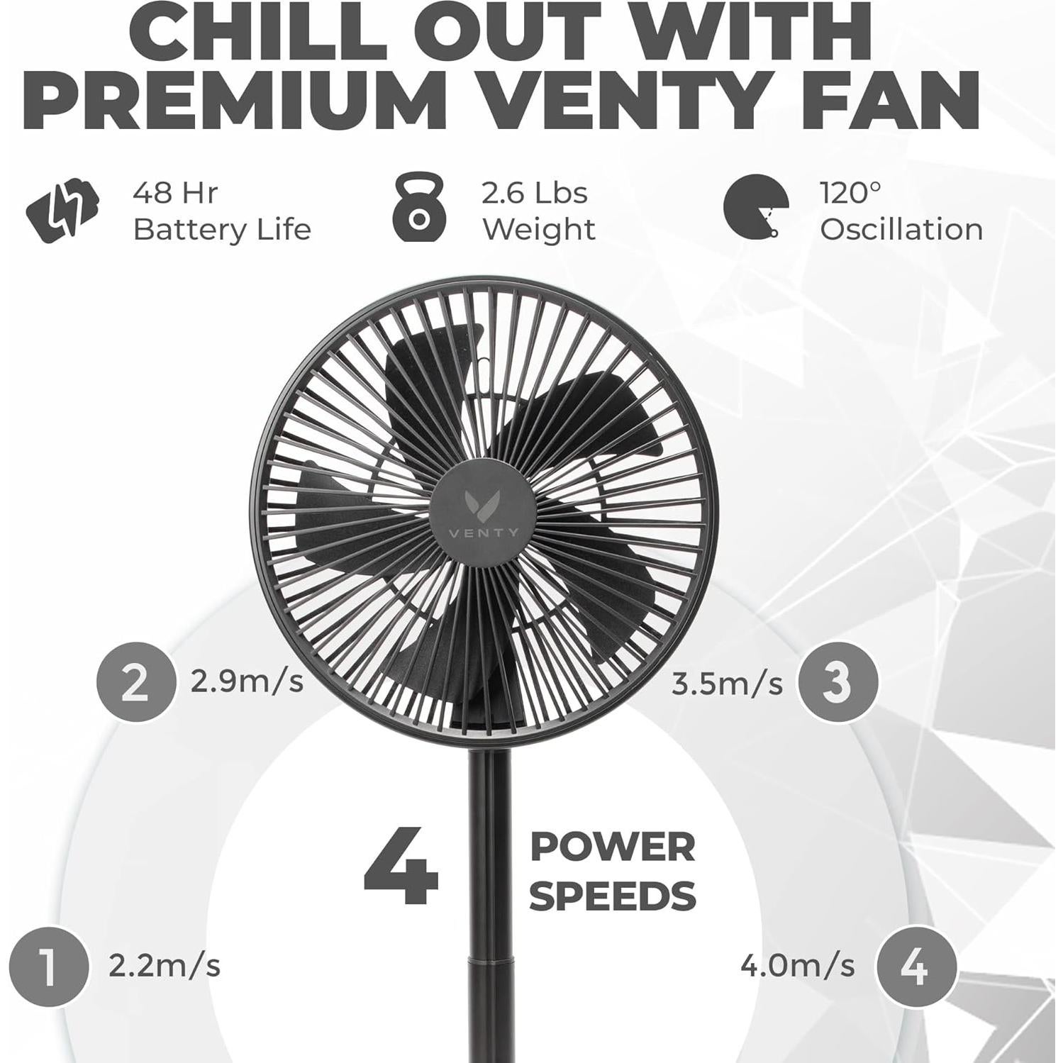 Ventilador Portátil VENTY Ventyfan 4 Velocidades LED USB-C