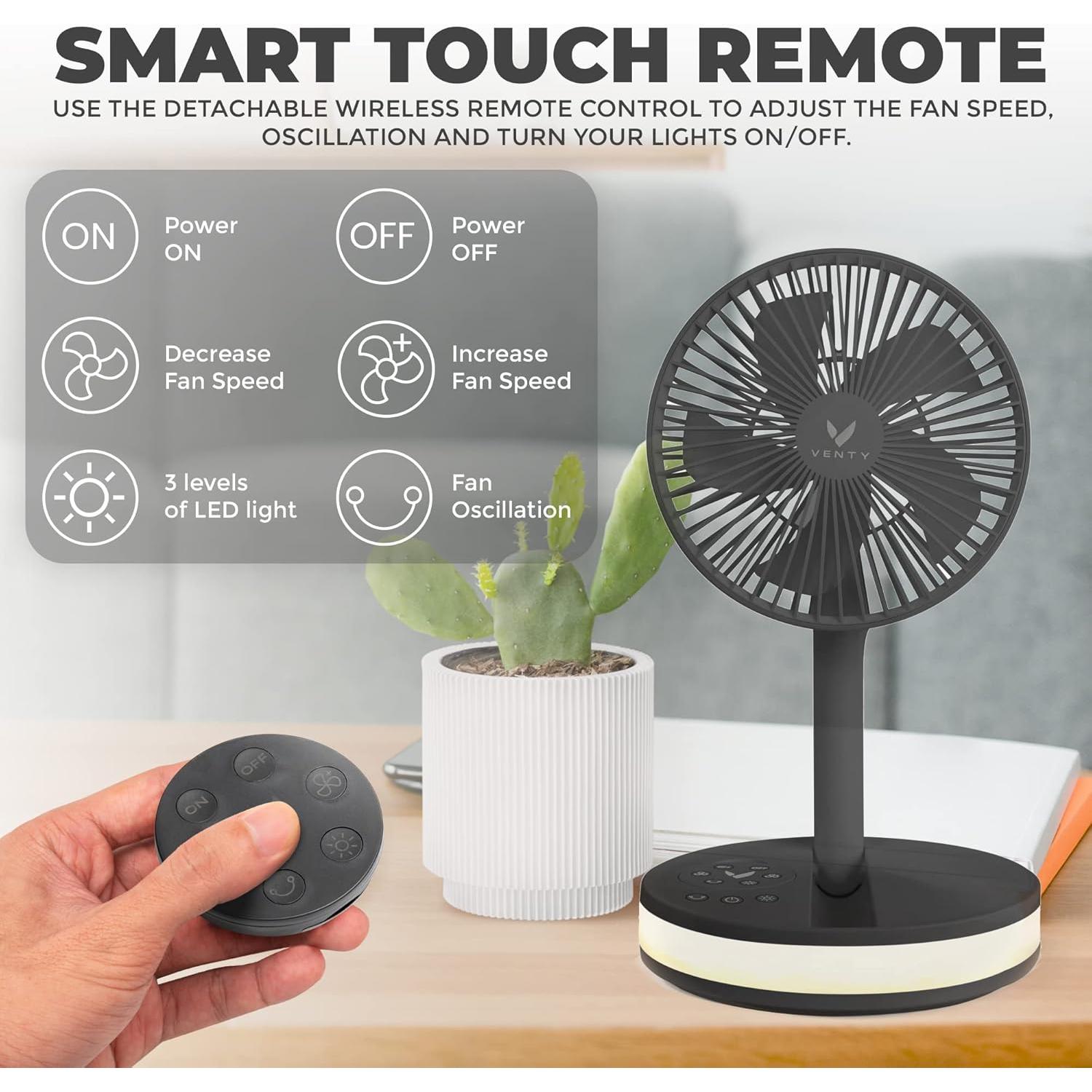 Ventilador Portátil VENTY Ventyfan 4 Velocidades LED USB-C