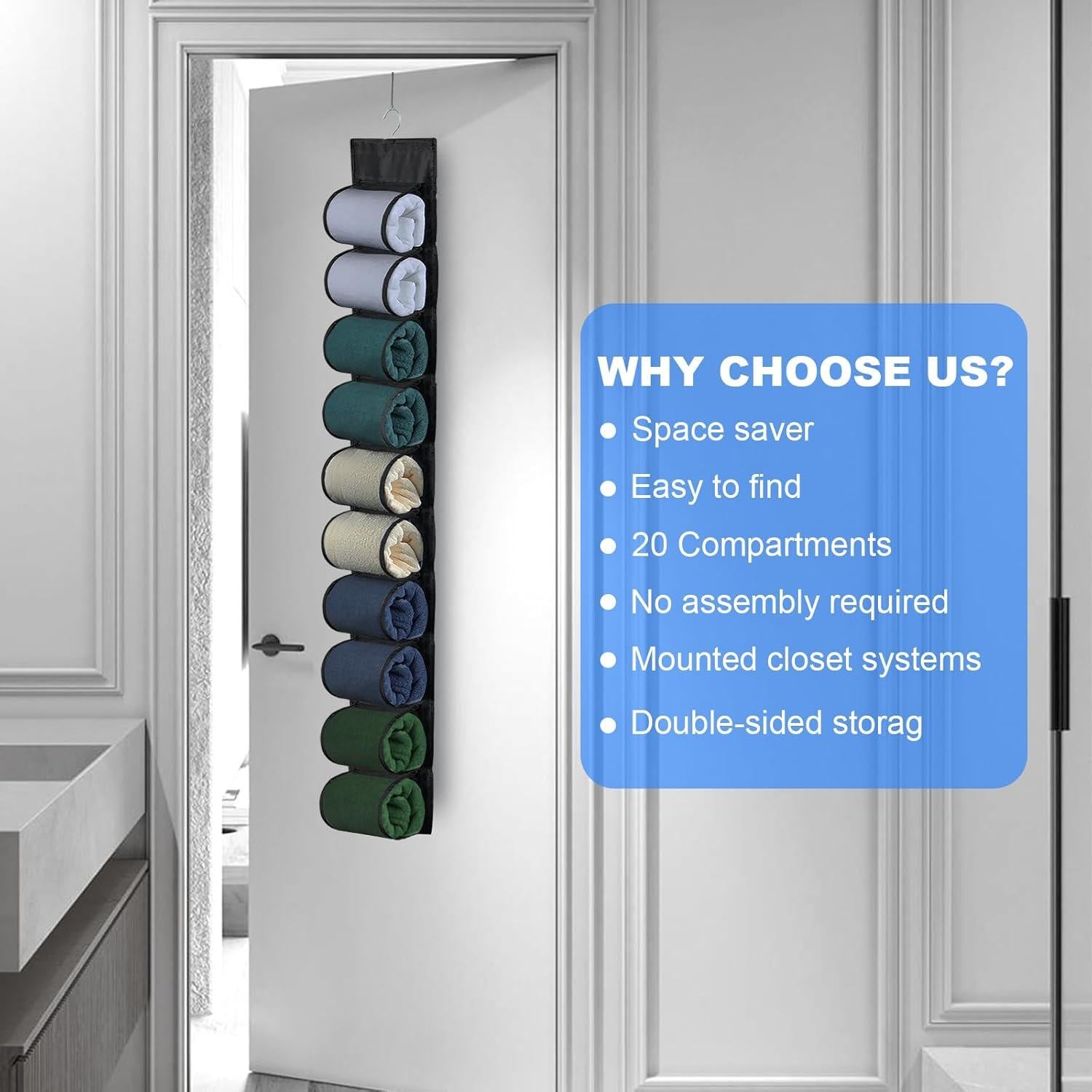 Organizador Colgante de Leggings Ioryseg 20 Bolsillos Negro