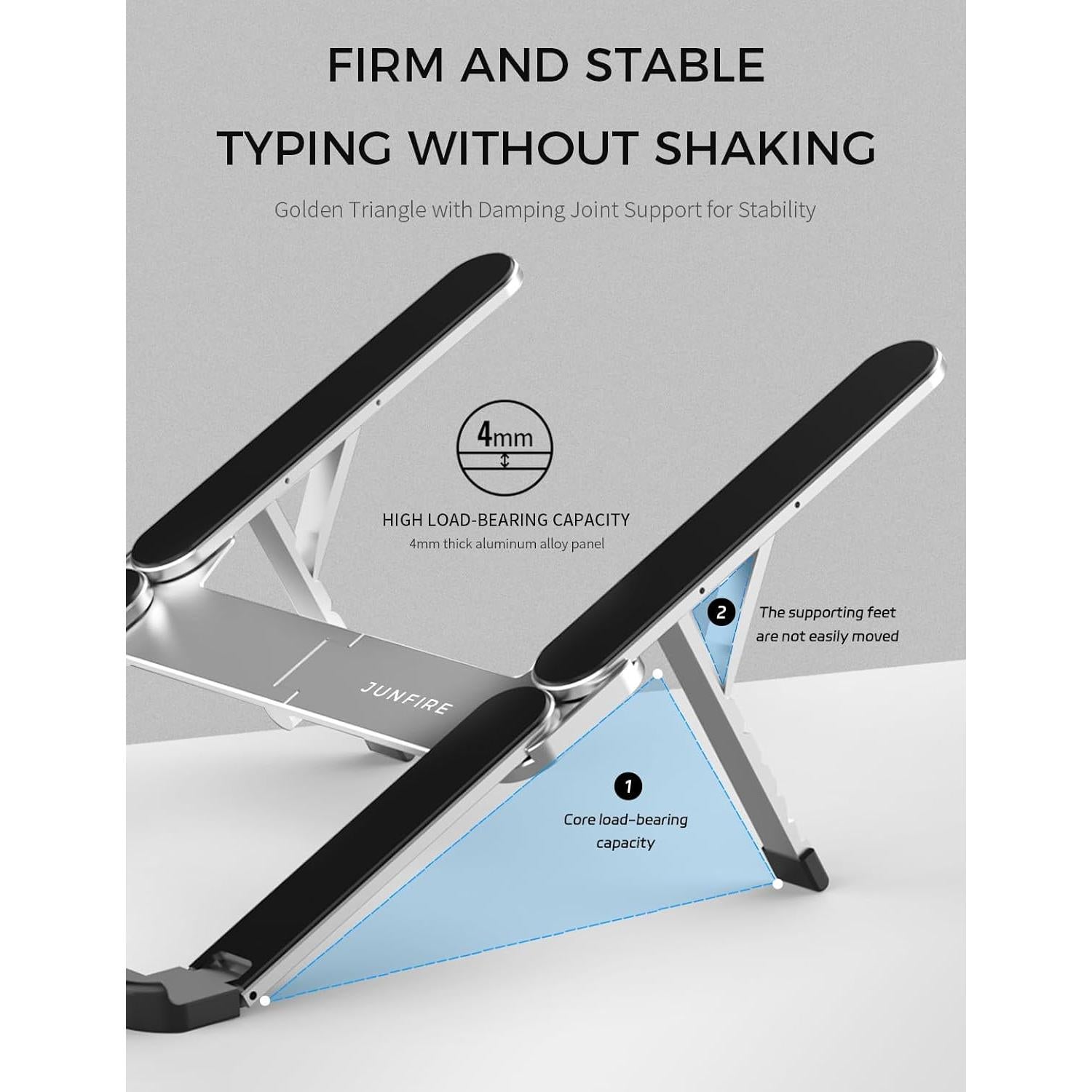 Soporte Plegable para Laptop Junfire, Aluminio, 6 Niveles, 39.6 cm