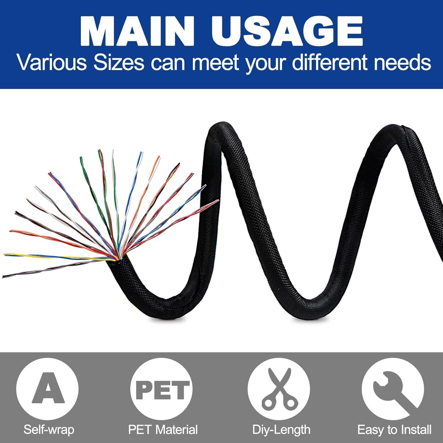 Manga de Cable Dividida Trenzada Teziicus 25 pies 1 pulgada