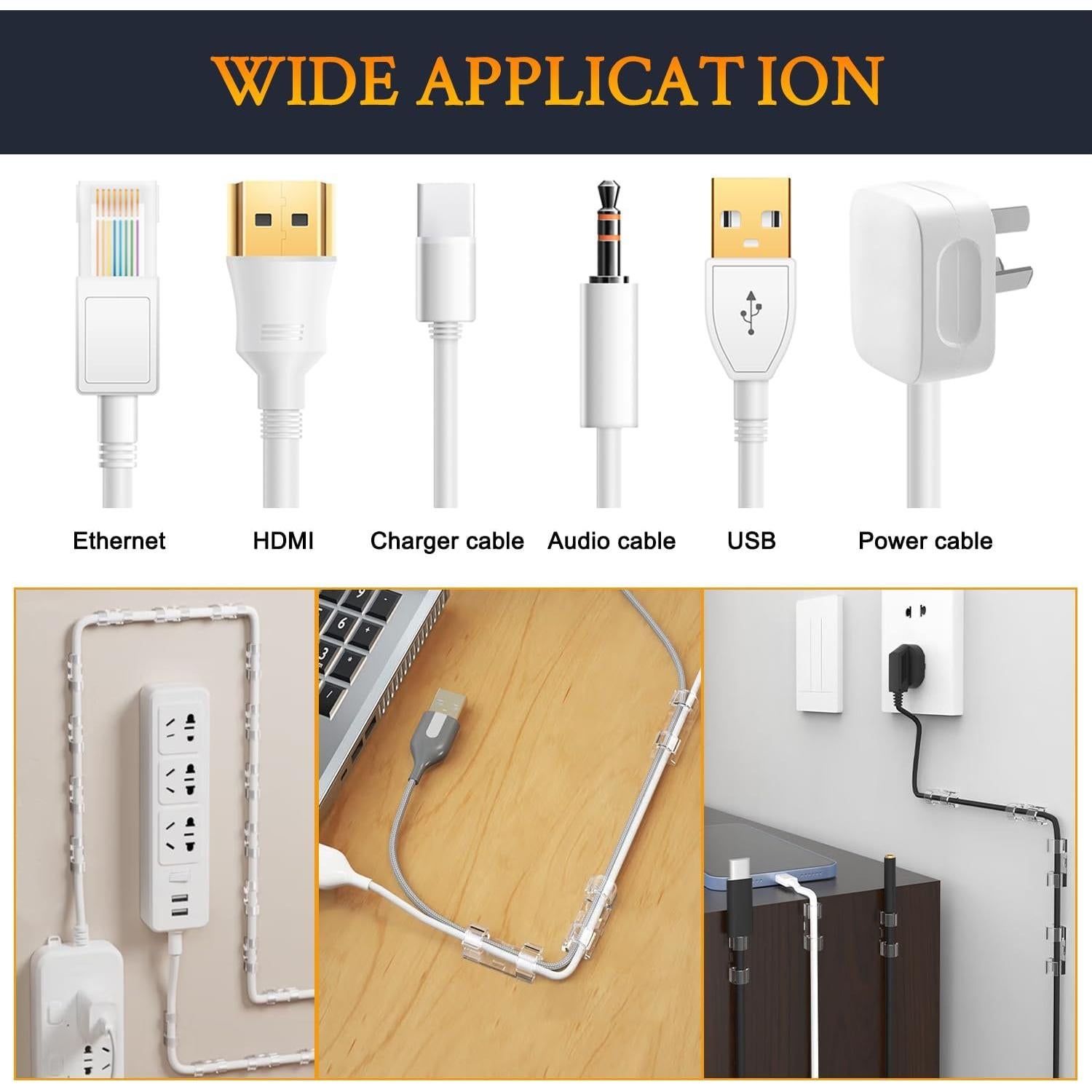 Clips Organizadores de Cables SOULWIT 50 Pcs Transparente