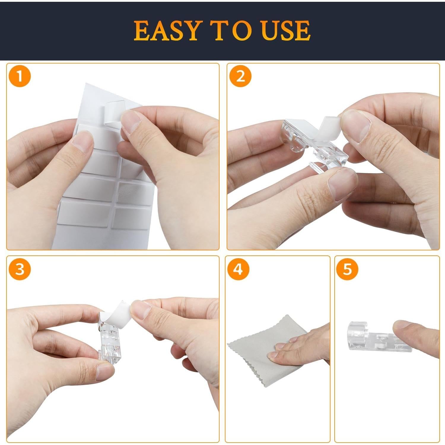 Clips Organizadores de Cables SOULWIT 50 Pcs Transparente