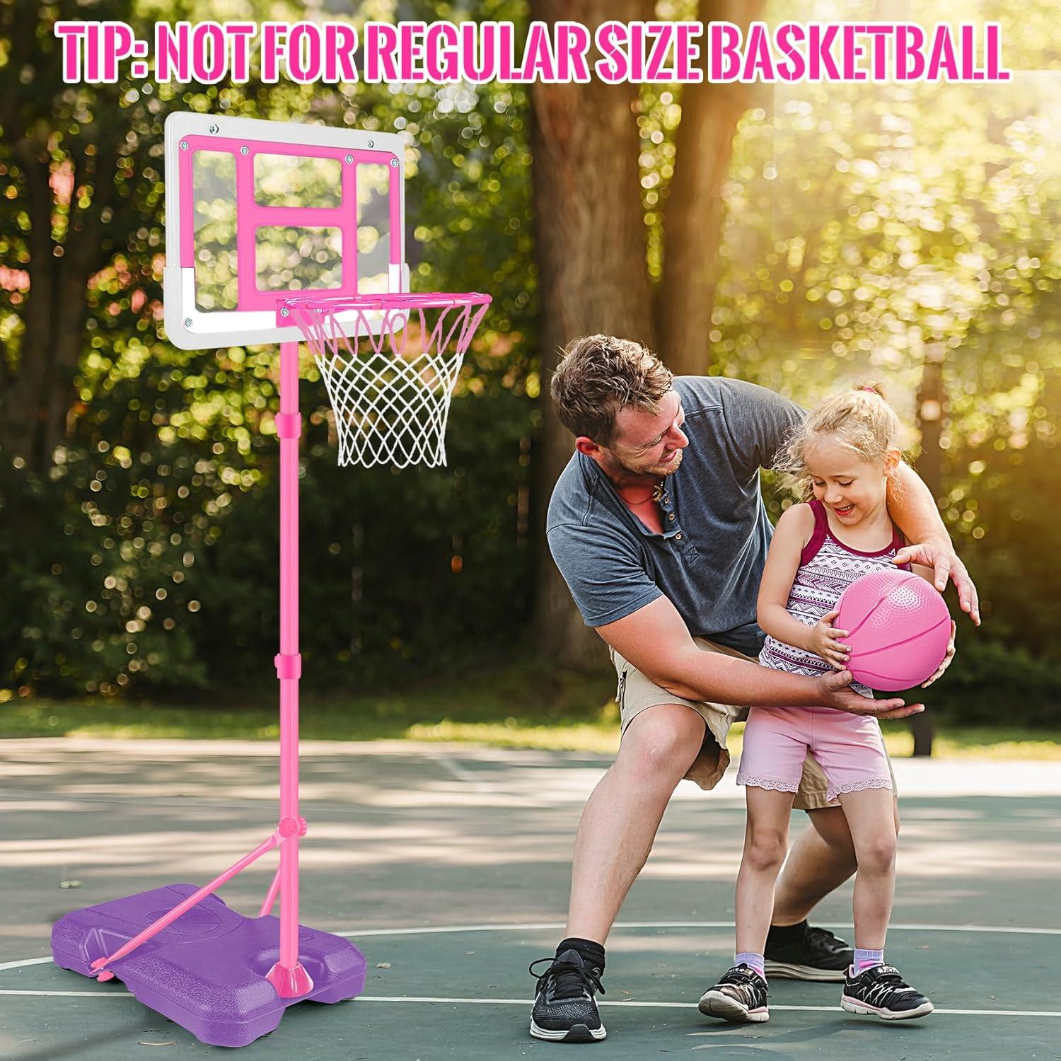 Aro de Baloncesto Ajustable GMAOPHY para Niños Rosa 1.07-1.88m