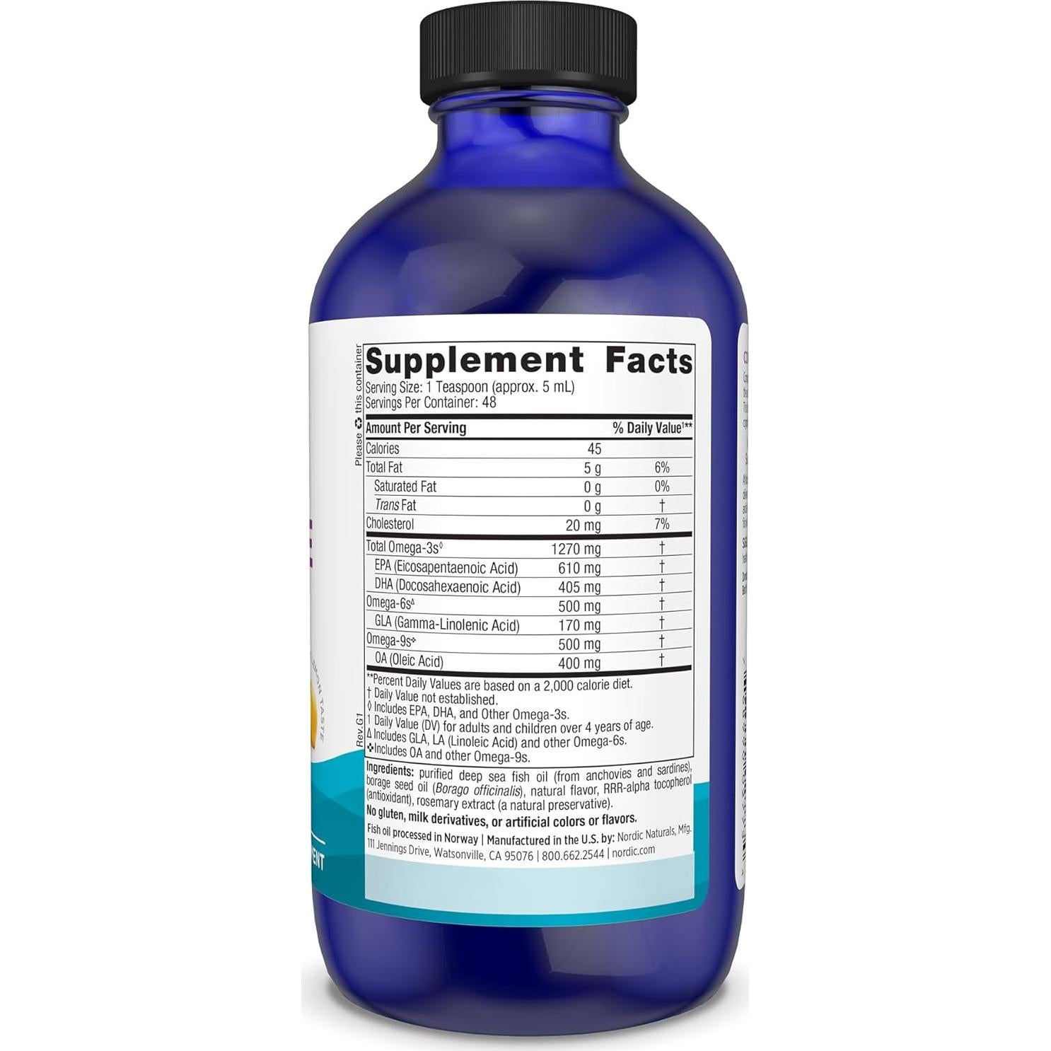 Omega Completo Nordic Naturals 8 oz Limón - 1270 mg Omega-3