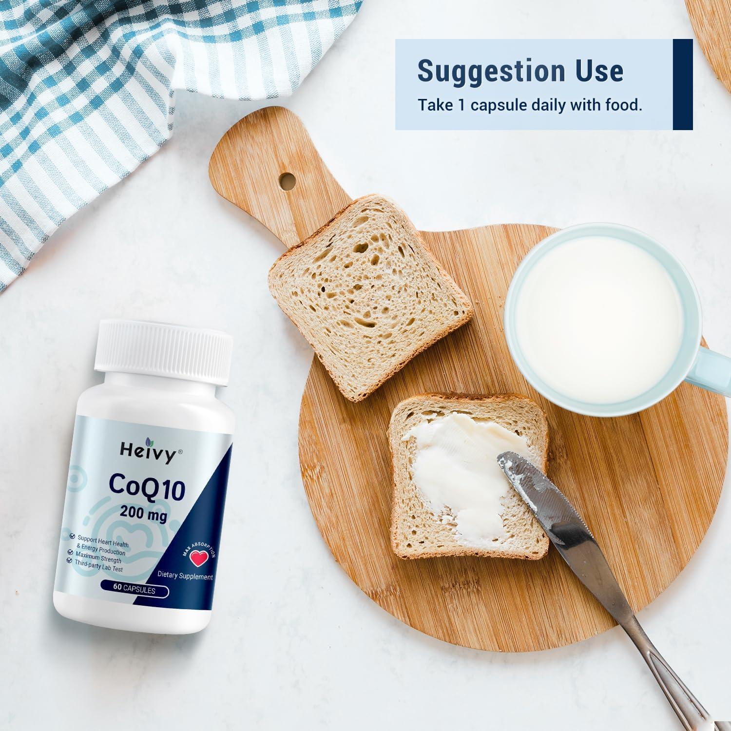 Coenzima Q10 200mg Heivy 60 Cápsulas Veganas Antioxidantes