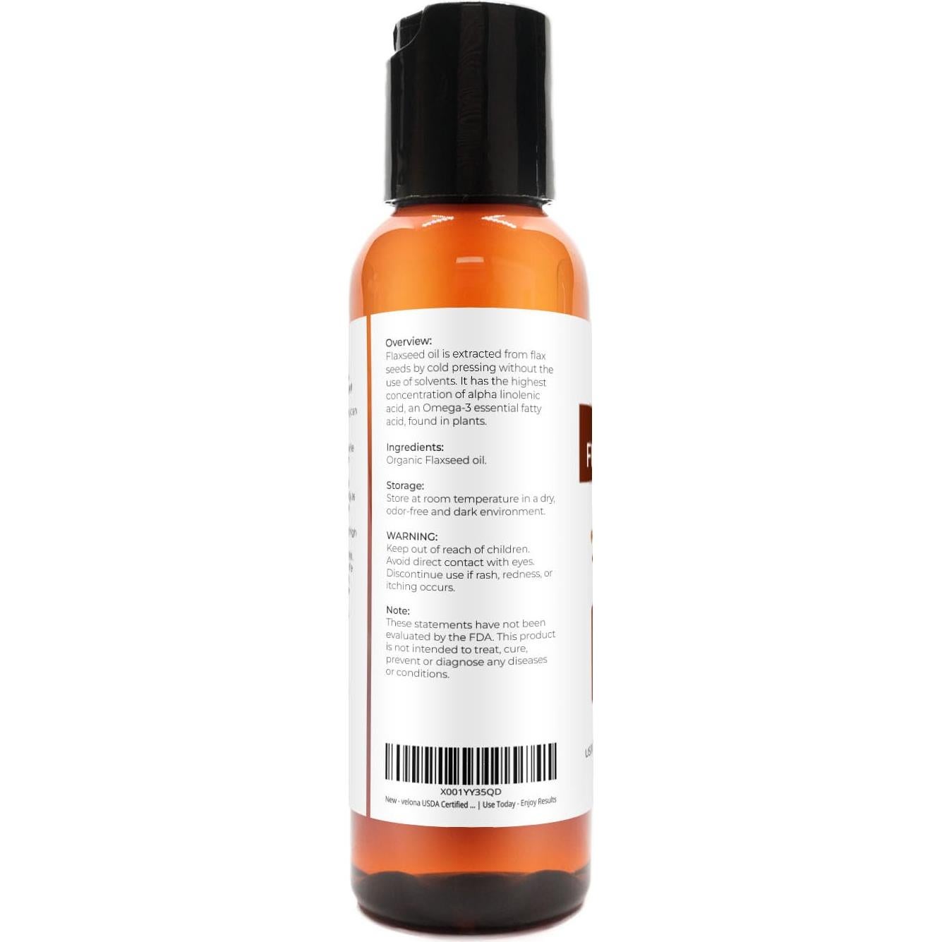 Aceite de Linaza Orgánico Velona 60 ml - 100% Puro y Natural