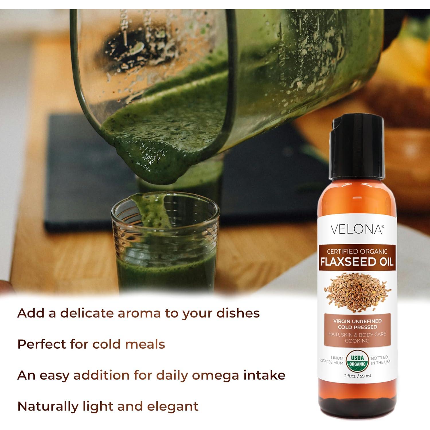 Aceite de Linaza Orgánico Velona 60 ml - 100% Puro y Natural