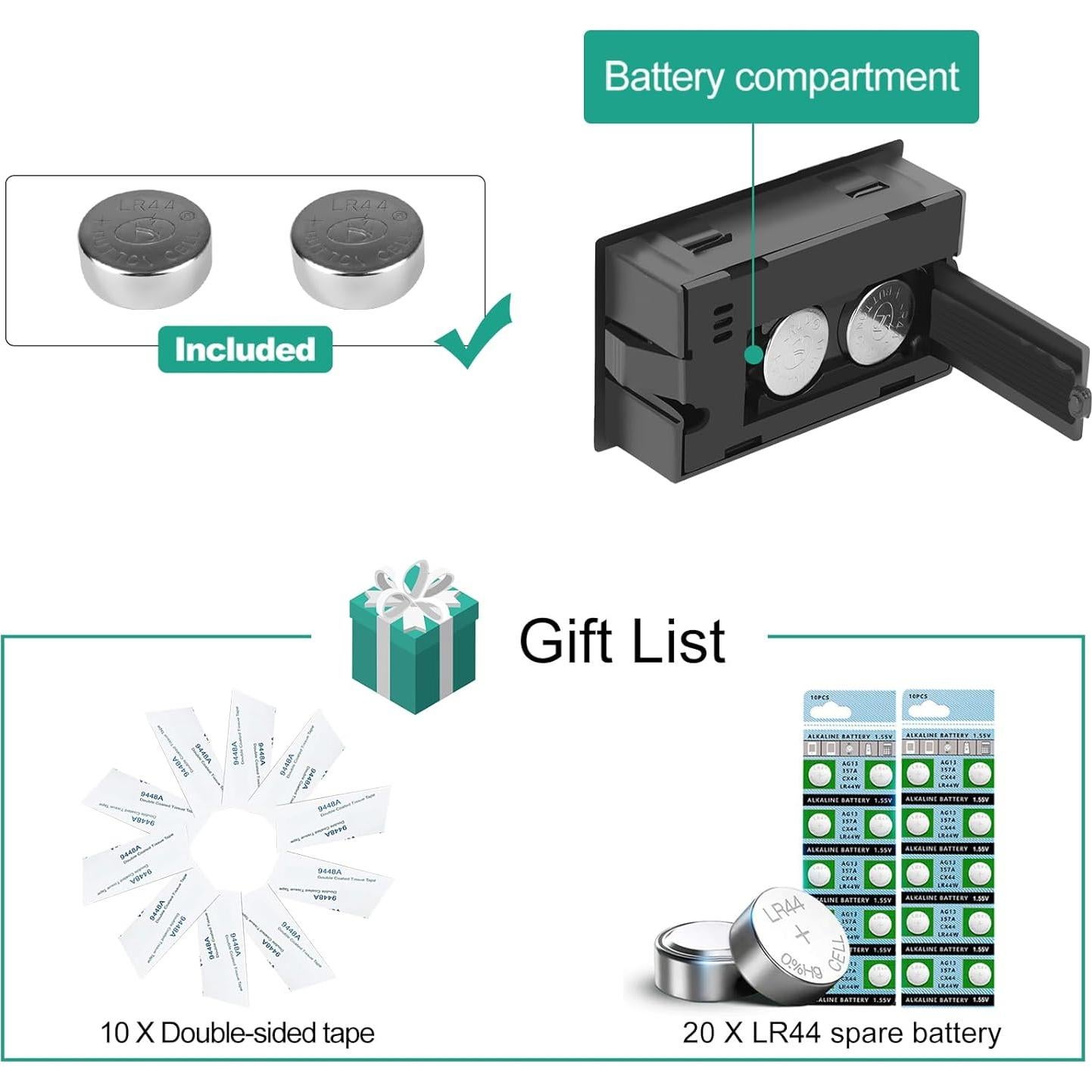 Paquete de 5 Termómetros Digitales Vaikby con Baterías y Adhesivo