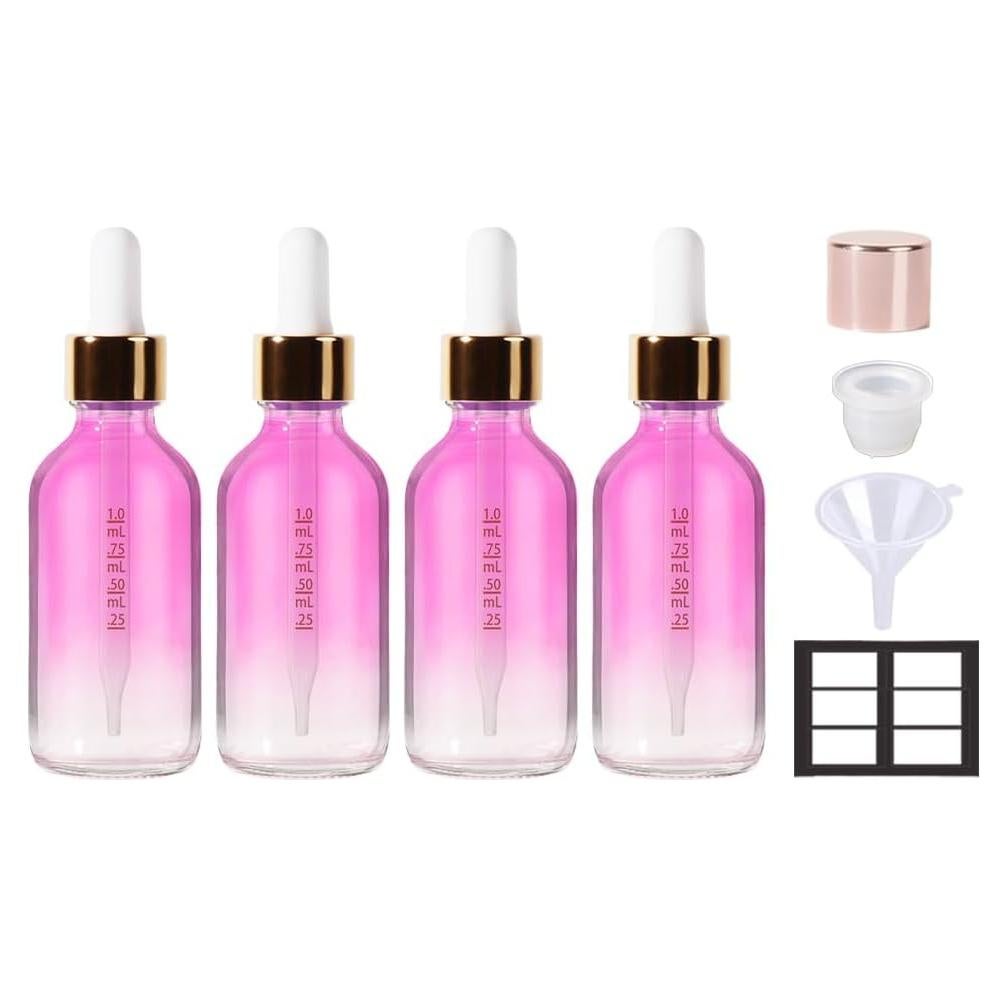 Juego de 4 Botellas de Cuentagotas de Vidrio StellaCare 60ml