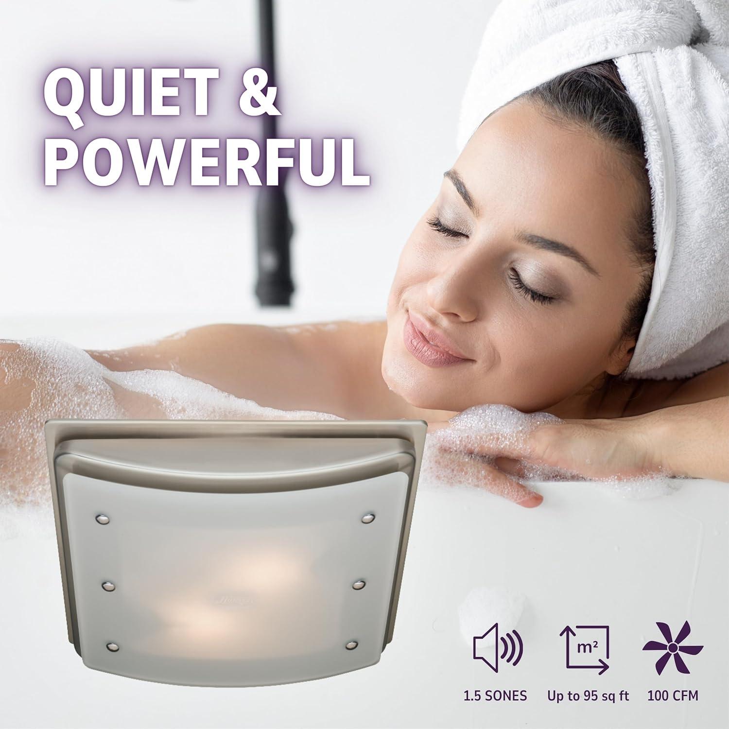 Ventilador de Baño Hunter Ellipse 100 CFM con Luz Niquel