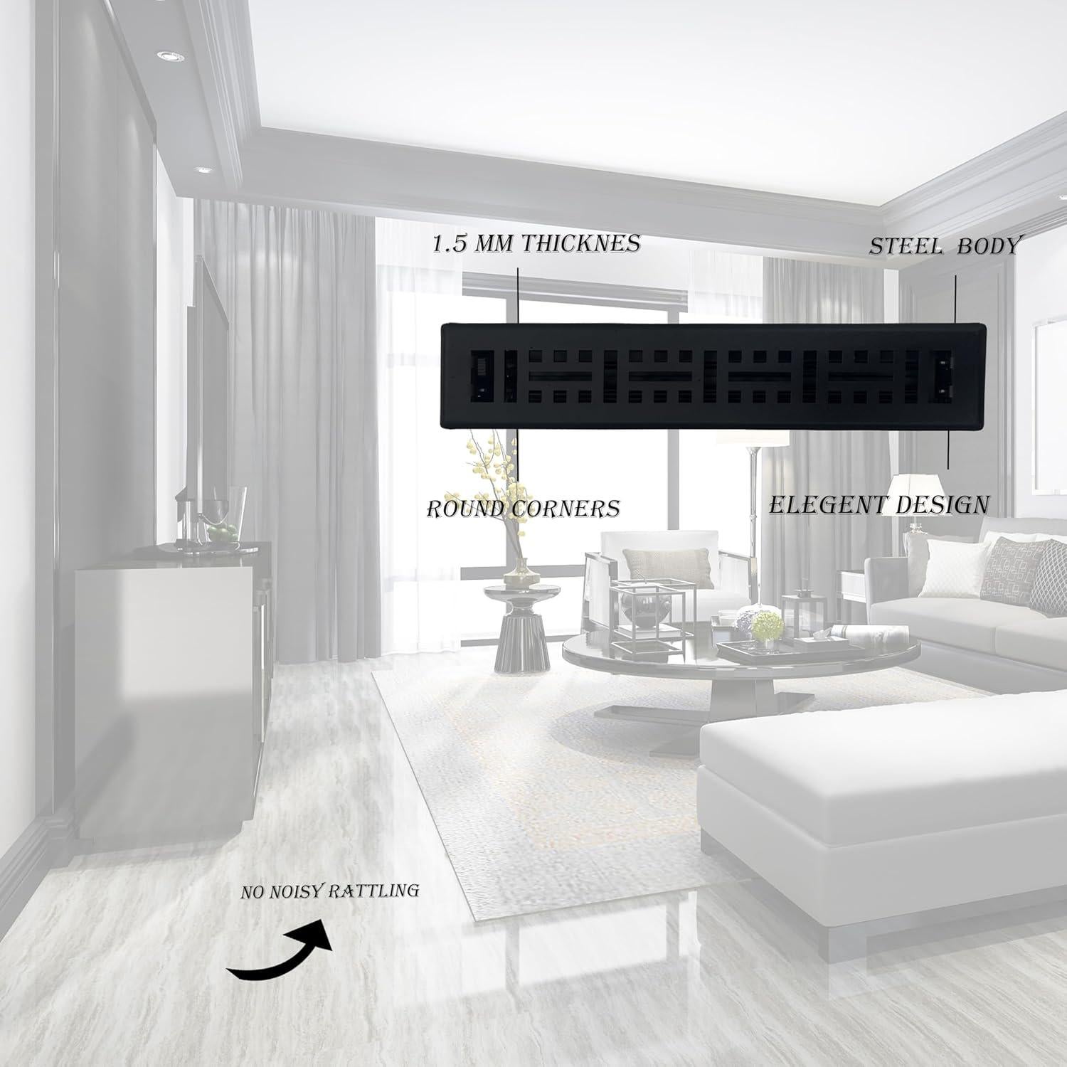 Registro de Piso de Acero Sierra Gates 5cm x 30.5cm Negro Texturizado