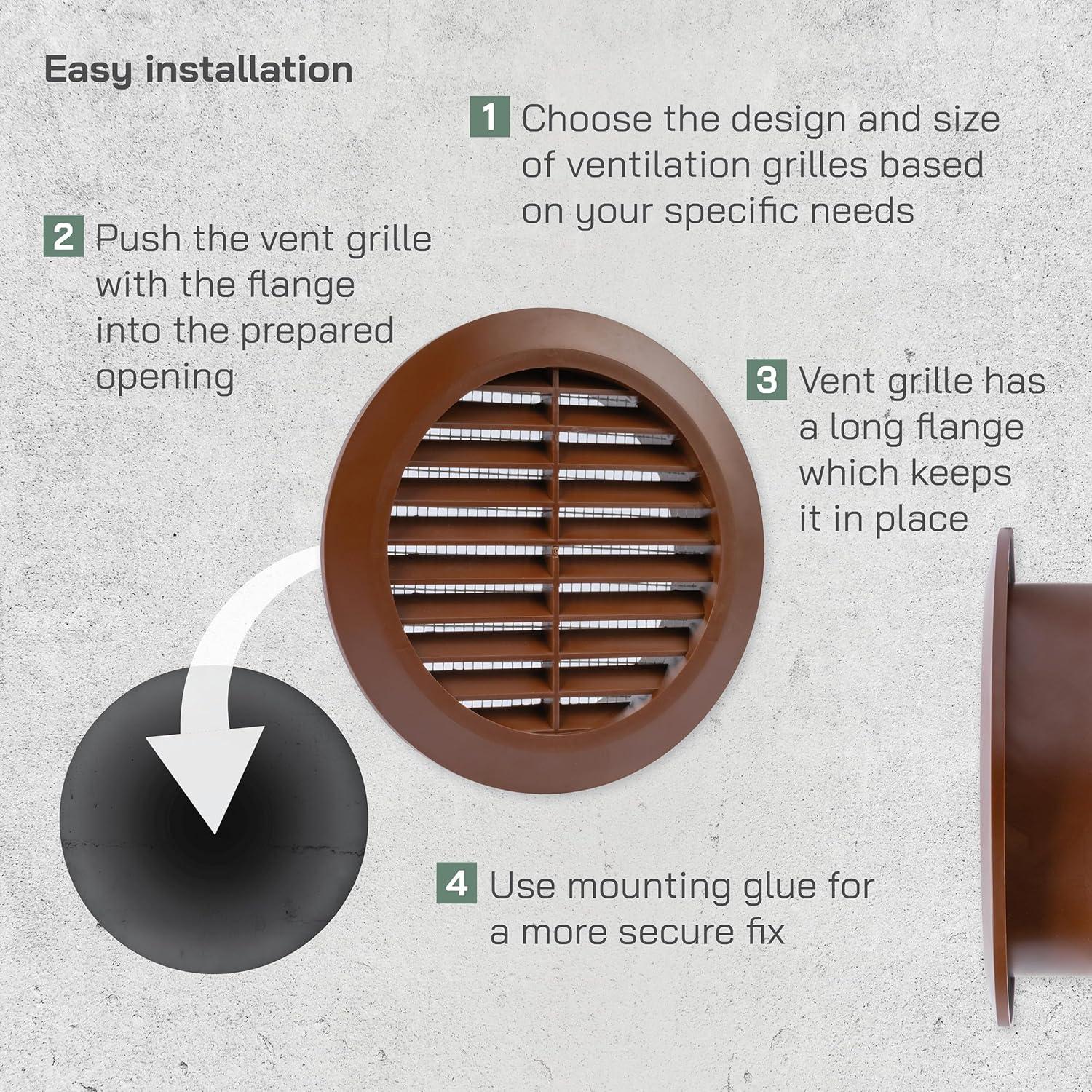 Rejilla de Ventilación 4" Marrón - Sistemas de Ventilación