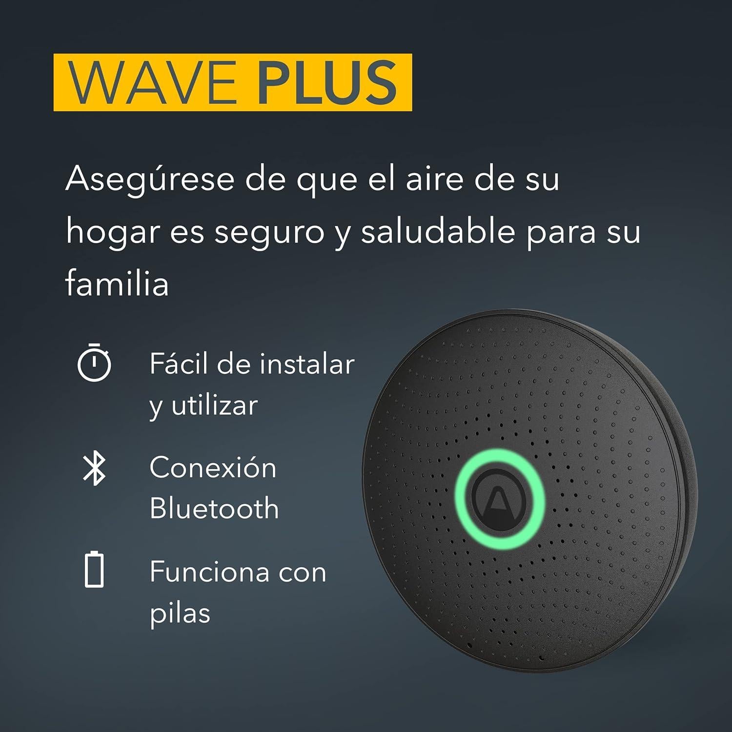 Monitor de Calidad del Aire Airthings Wave Plus - Edición Limitada Negra