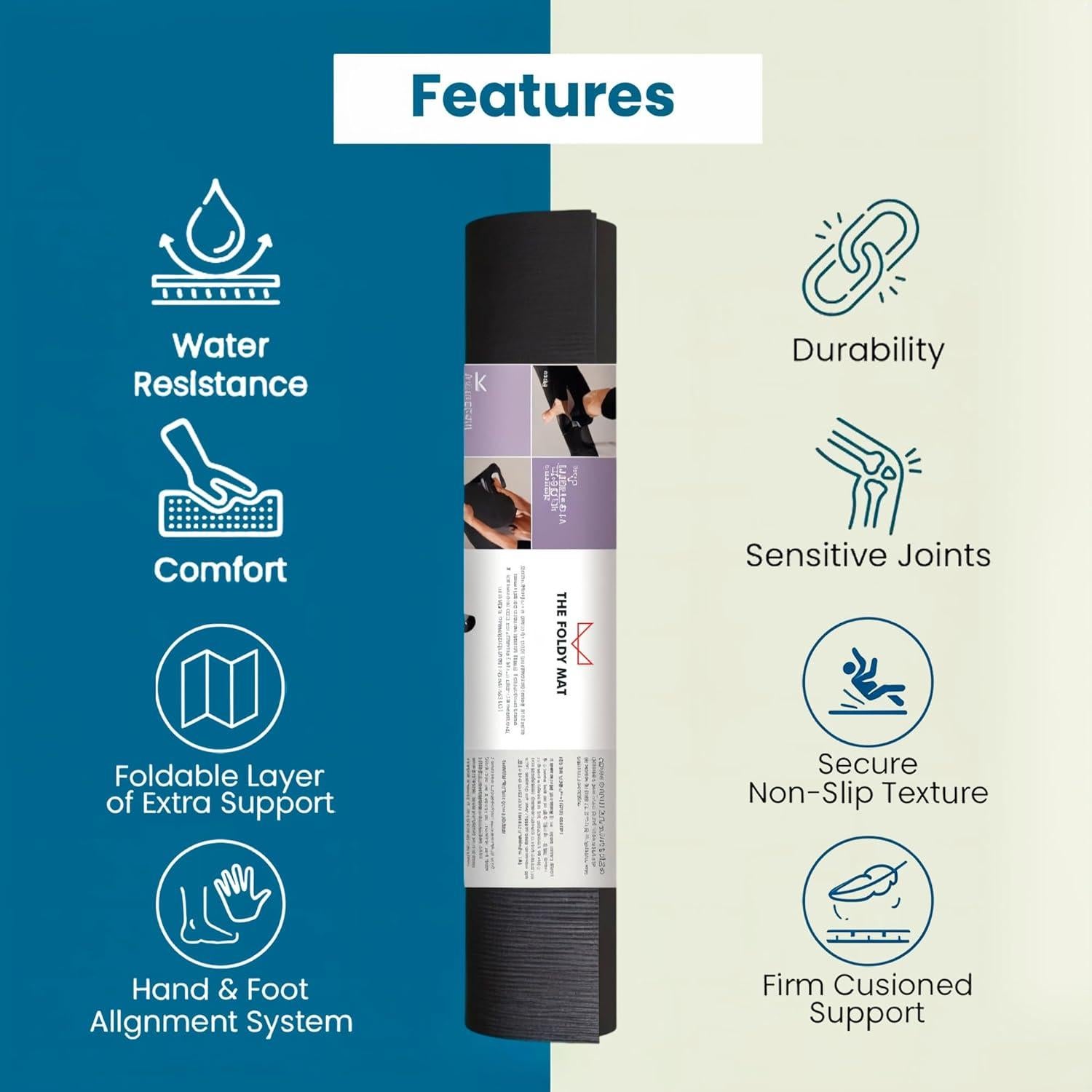 Alfombrilla de Yoga Plegable Foldy Mat Negra 173x61 cm