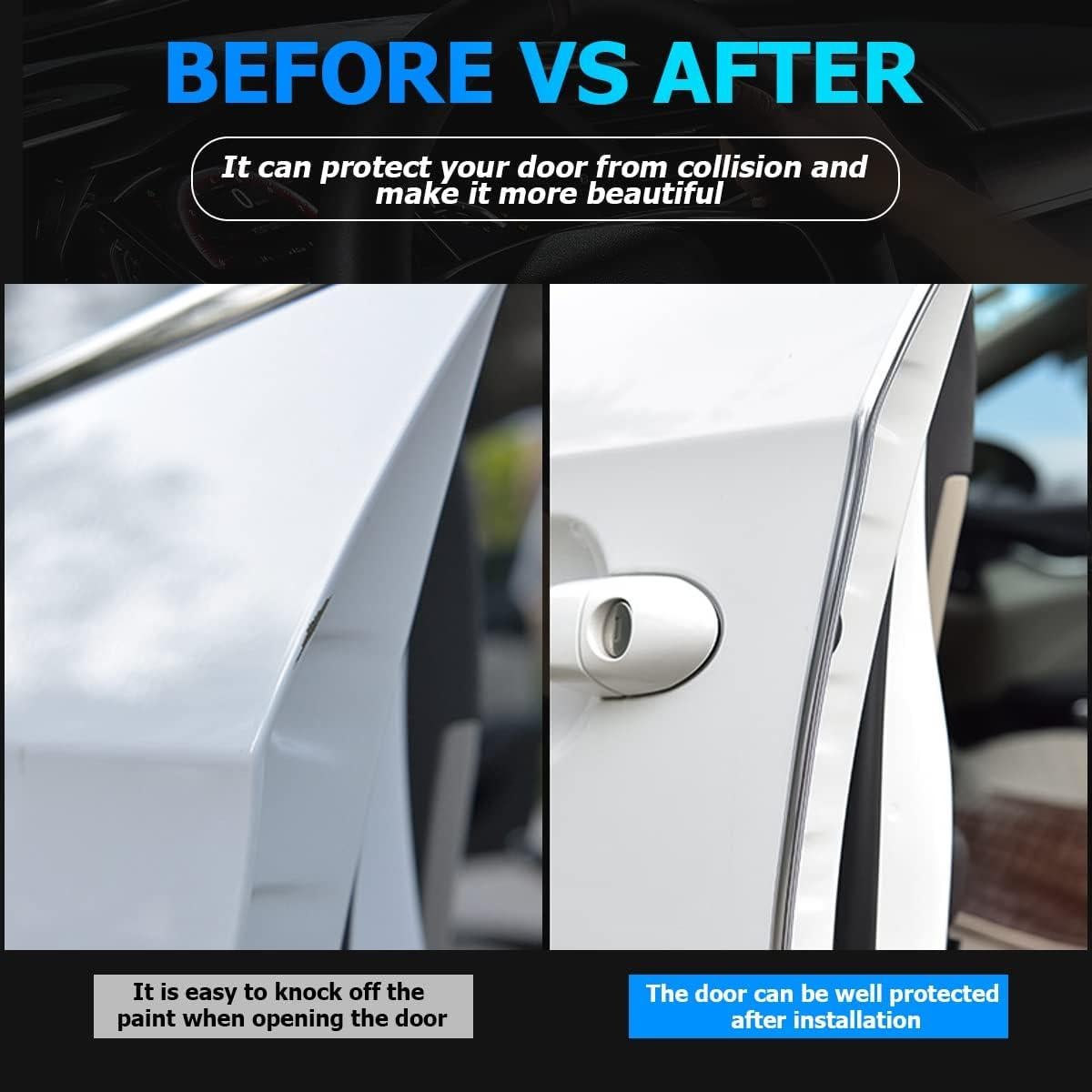 Protectores de Bordes de Puerta de Auto Blilo 16Ft Goma Negra