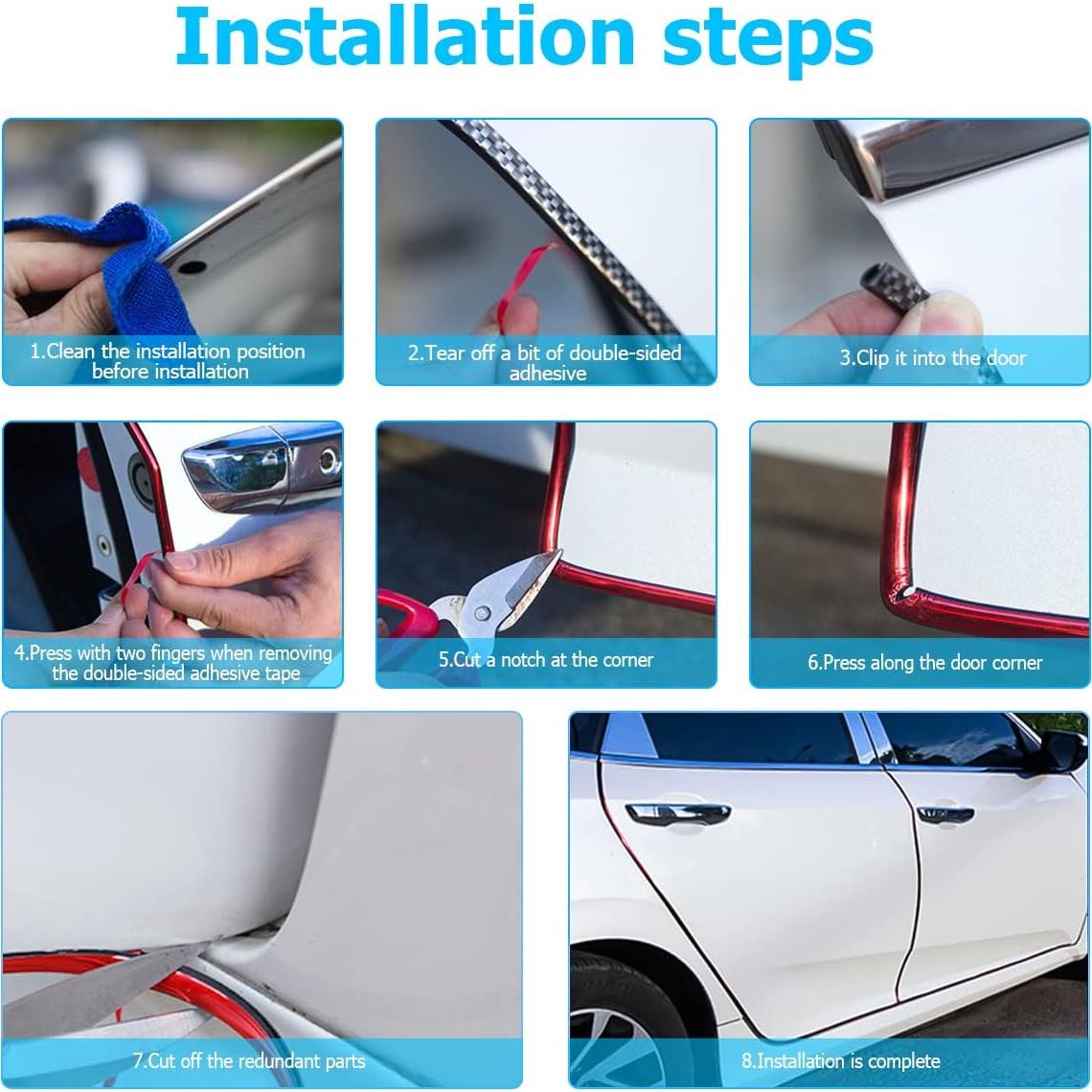 Protectores de Bordes de Puerta de Auto Blilo 16Ft Goma Negra