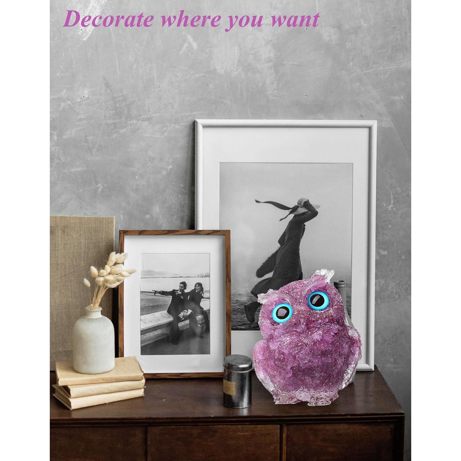 Estatua de Búho de Amatista LAIDANLA 6 cm Decoración Espiritual