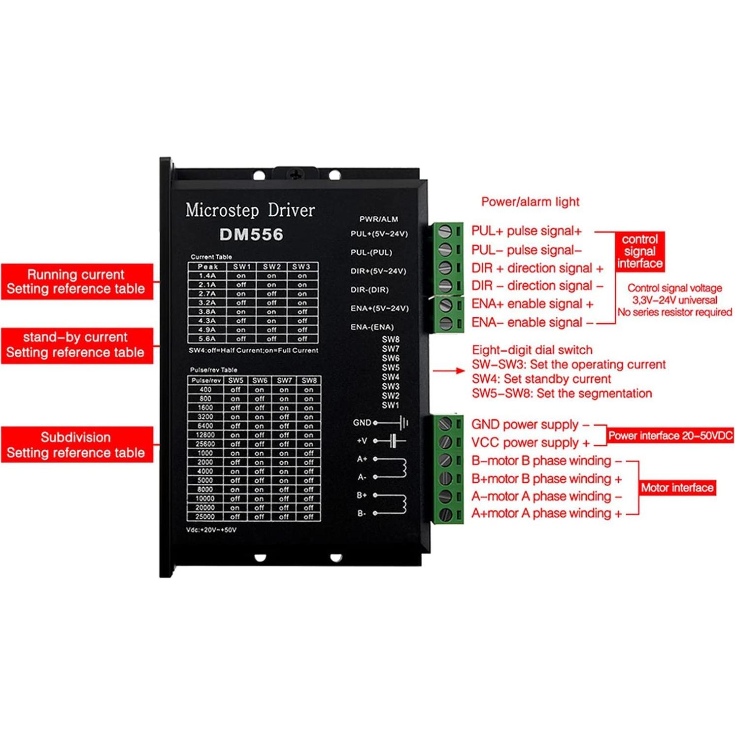Controlador de Motor Paso a Paso Digital Zeelo DM556 20-50V 5.6A