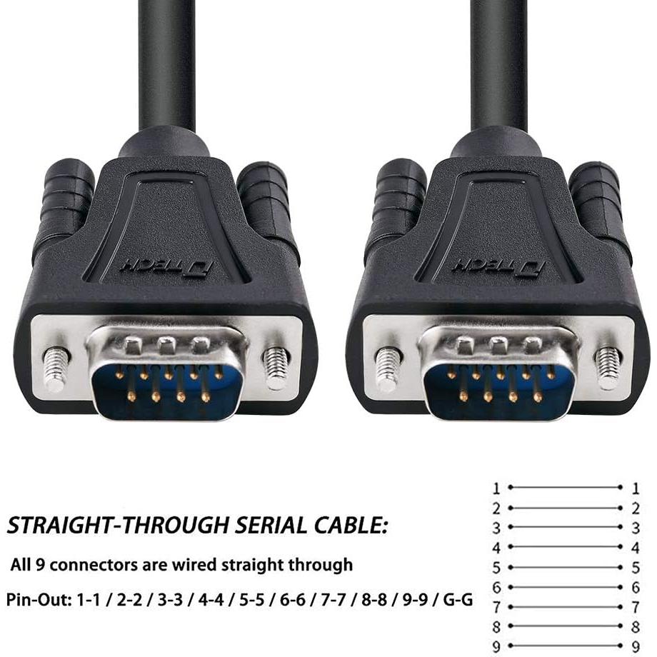 Cable Serial DB9 Macho a Macho 0.5m DTech RS232 Negro