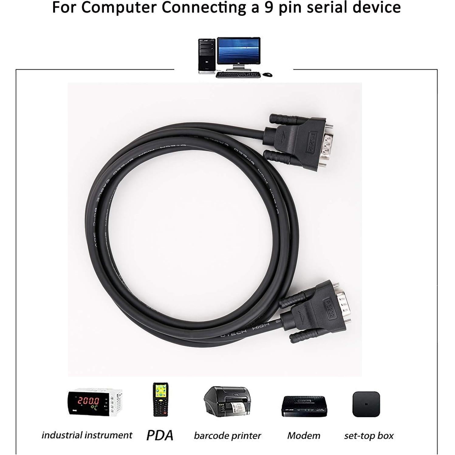 Cable Serial DB9 Macho a Macho 0.5m DTech RS232 Negro