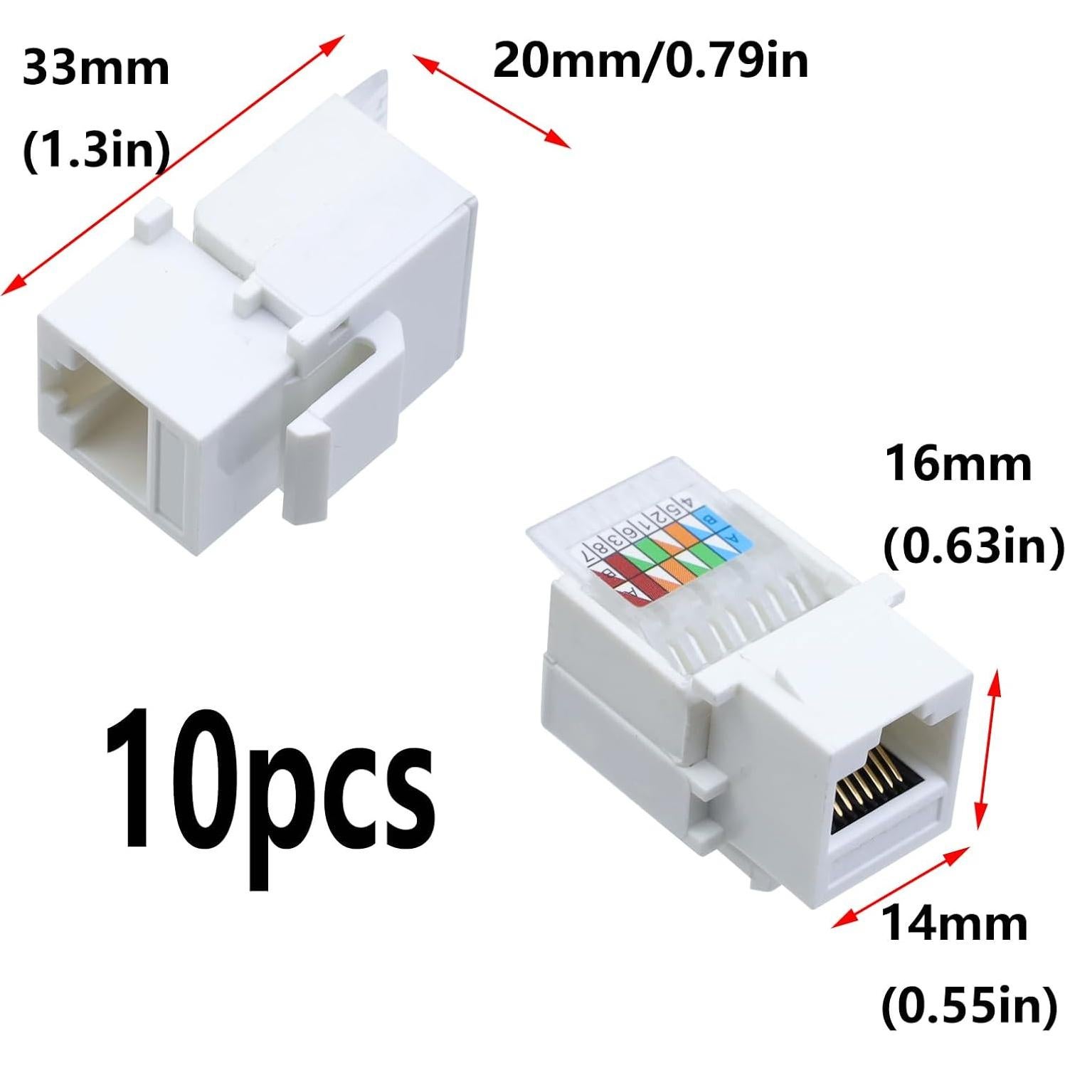 Adaptador Keystone RJ45 Antrader Cat5e/Cat6 Paquete de 10 Unidades