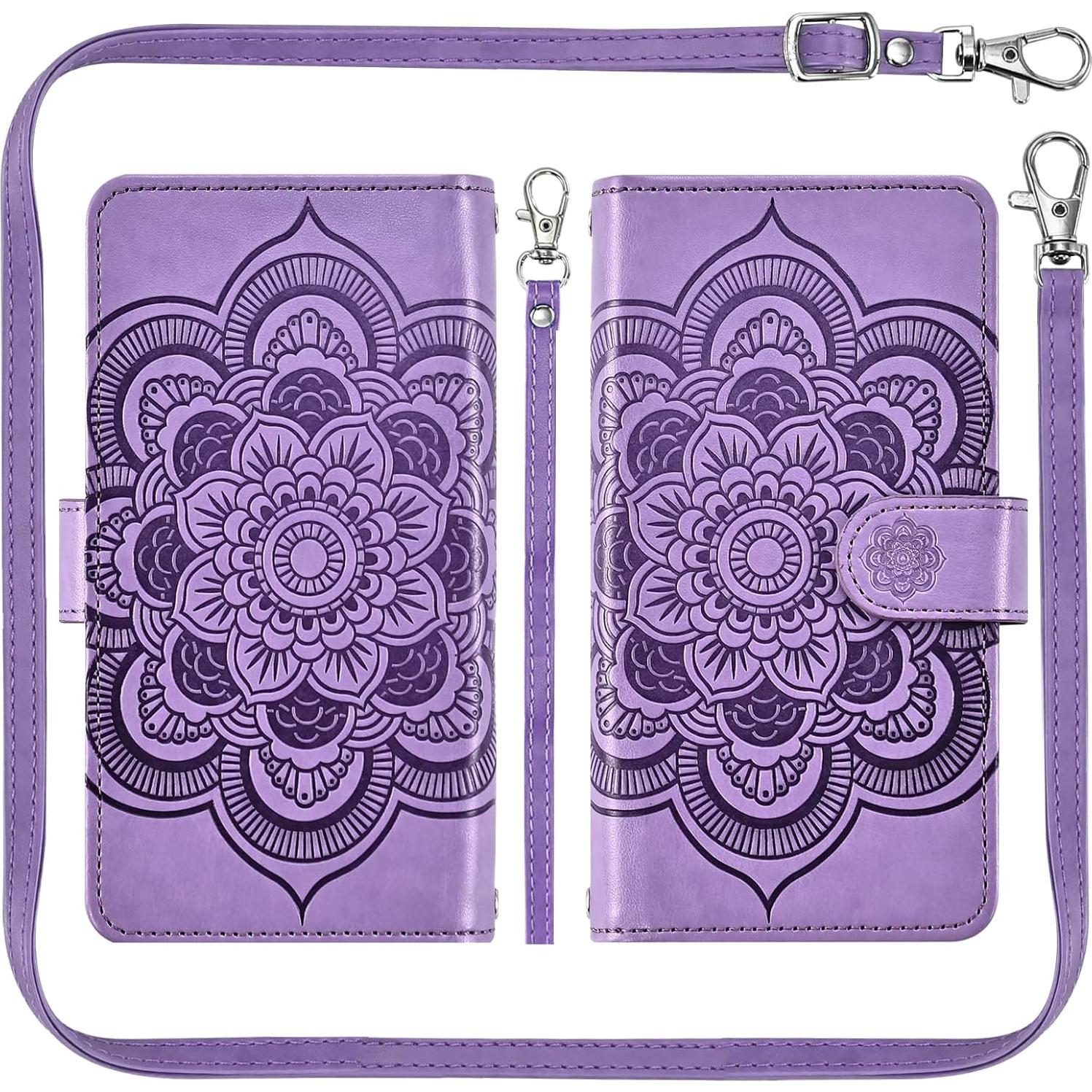 Funda Asuwish Cartera para Moto G Play 2021 Púrpura con Accesorios