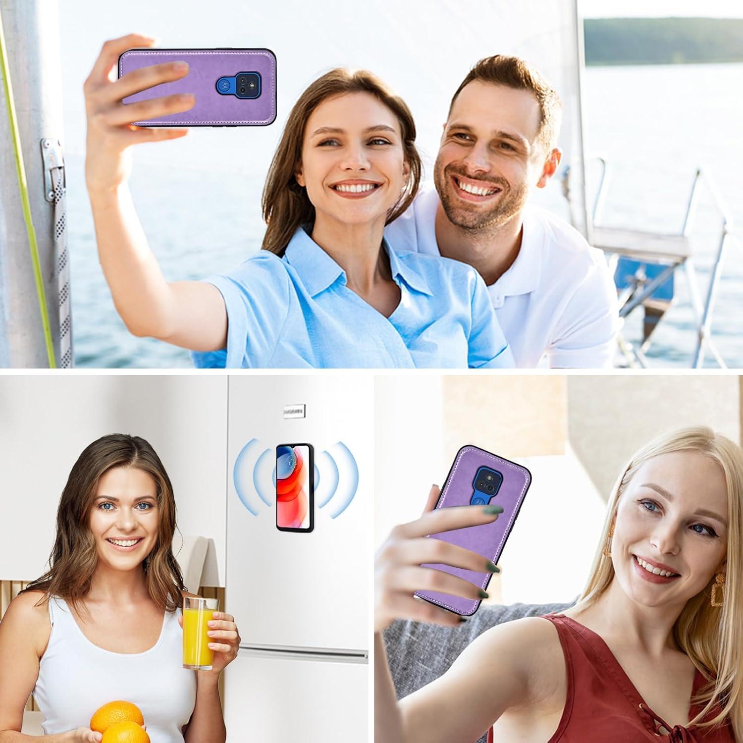 Funda Asuwish Cartera para Moto G Play 2021 Púrpura con Accesorios