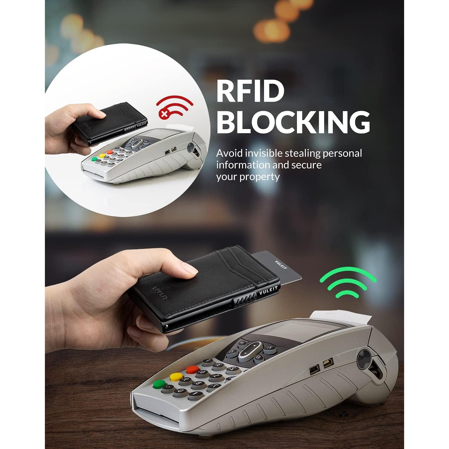 Billetera Slim VULKIT para Hombre con Bloqueo RFID - Capacidad 11 Tarjetas