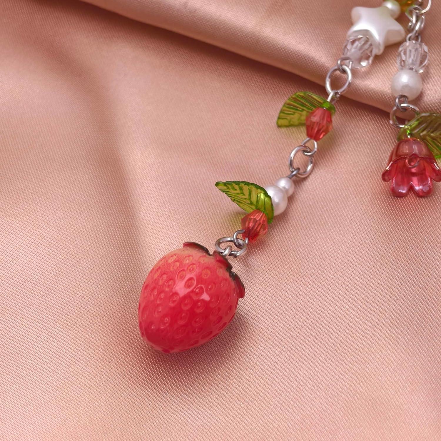 Llaveros Aesthetic Y2K AGEN KGEN con Fresa y Guitarra 12.5 cm