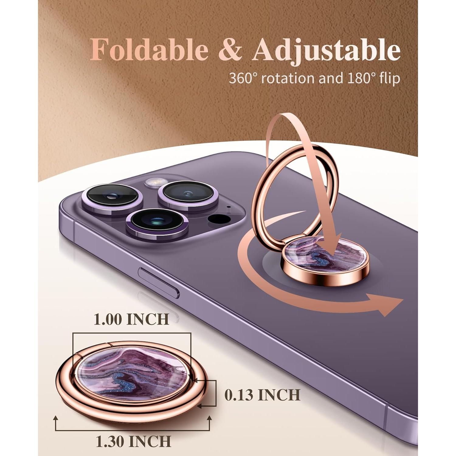 Soporte para anillo de teléfono GVIEWIN Marble 360° Arena/Púrpura