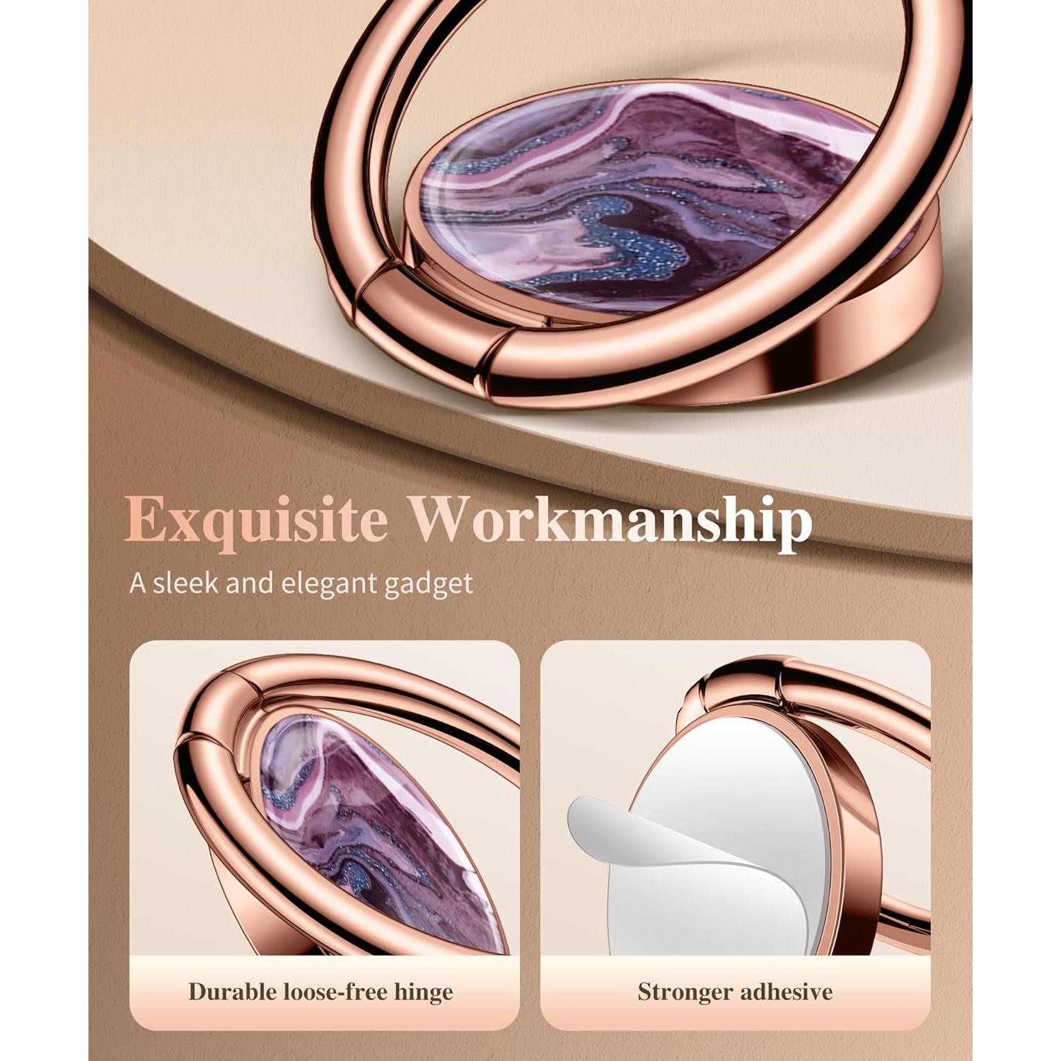 Soporte para anillo de teléfono GVIEWIN Marble 360° Arena/Púrpura