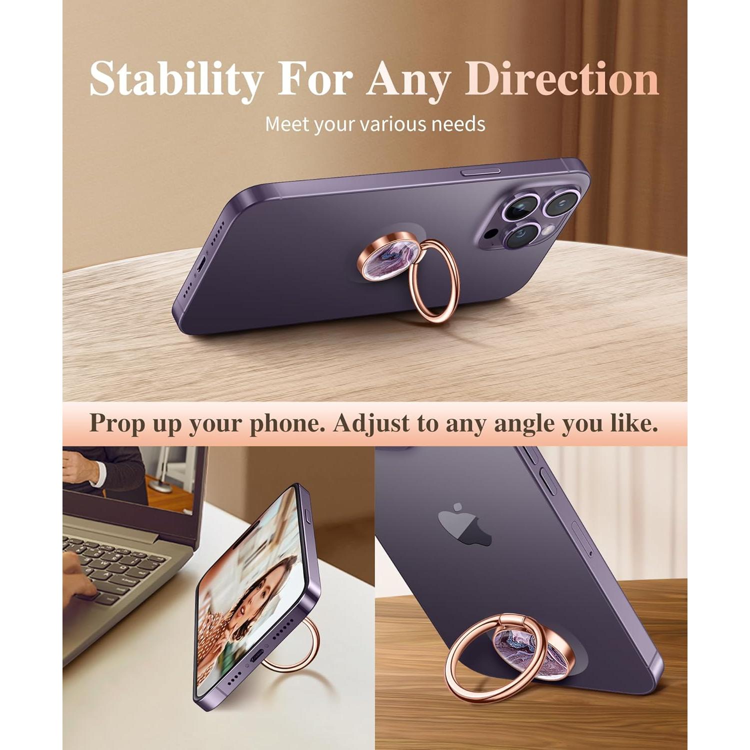 Soporte para anillo de teléfono GVIEWIN Marble 360° Arena/Púrpura