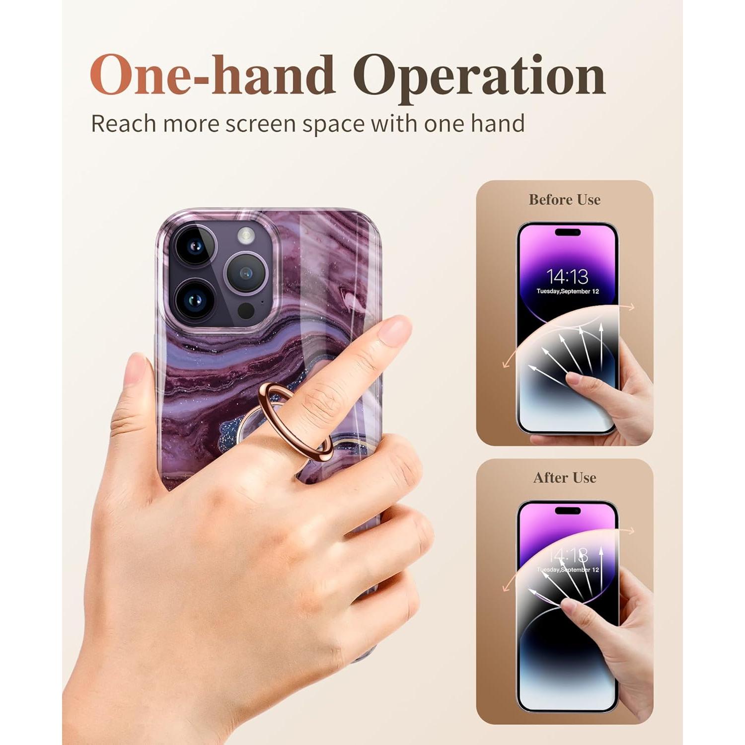 Soporte para anillo de teléfono GVIEWIN Marble 360° Arena/Púrpura