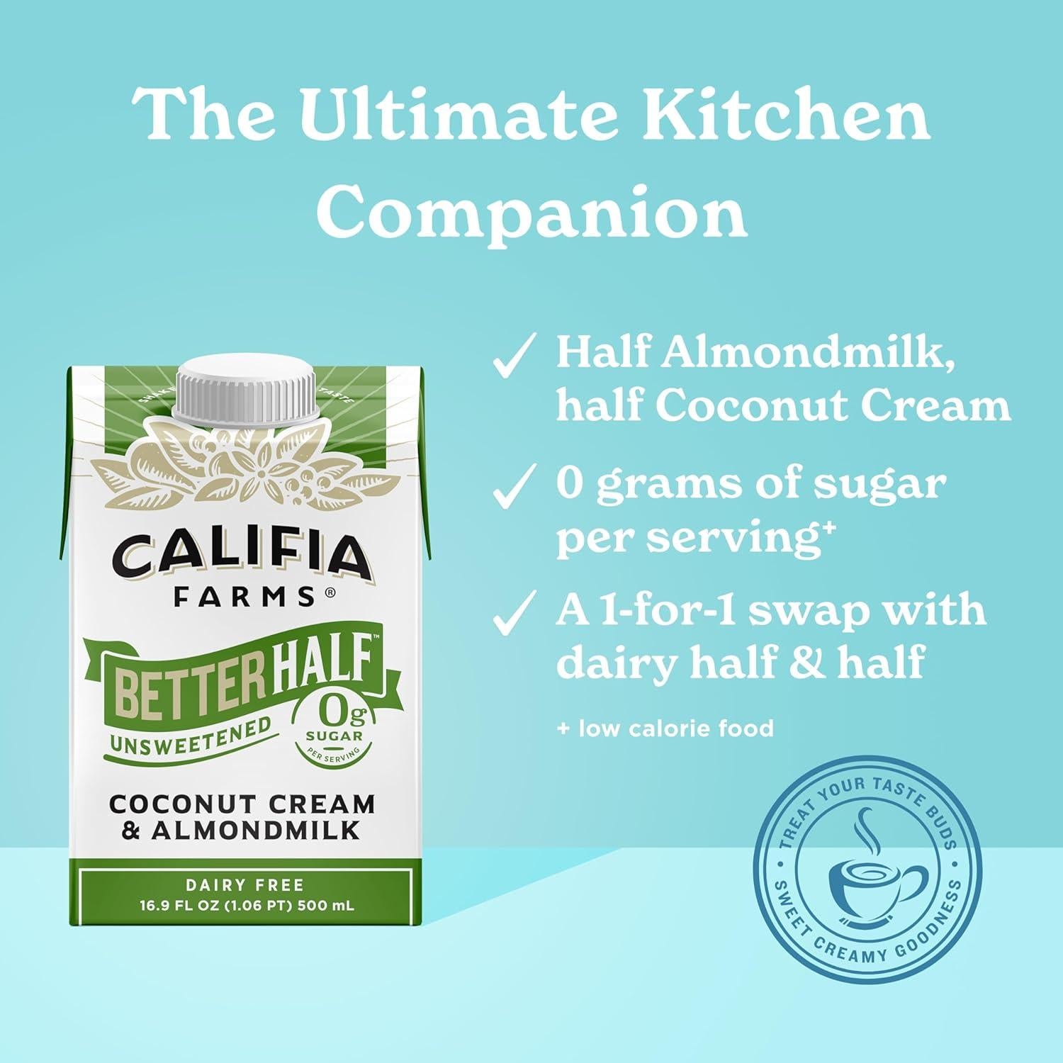 Crema Vegana Sin Azúcar Califia Farms 6x500ml - Leche de Almendra y Coco