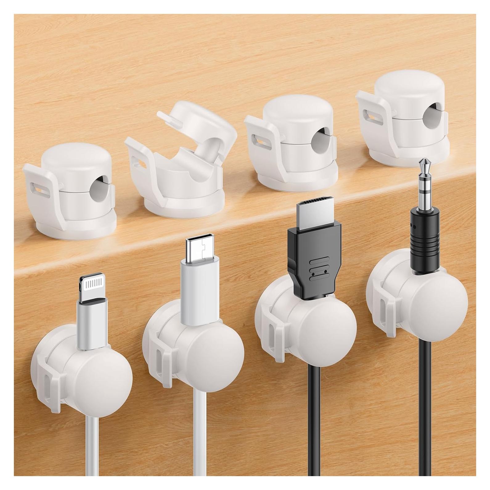 Clip de Cable LOTUNY Paquete de 8 Soporte Adhesivo Blanco