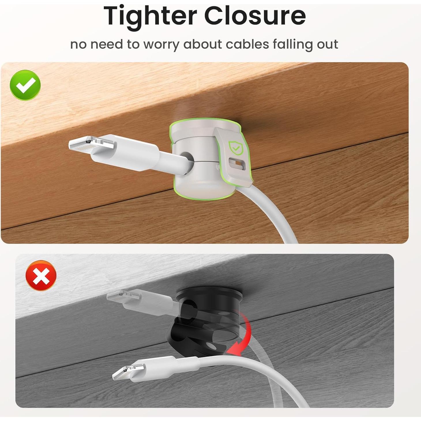 Clip de Cable LOTUNY Paquete de 8 Soporte Adhesivo Blanco