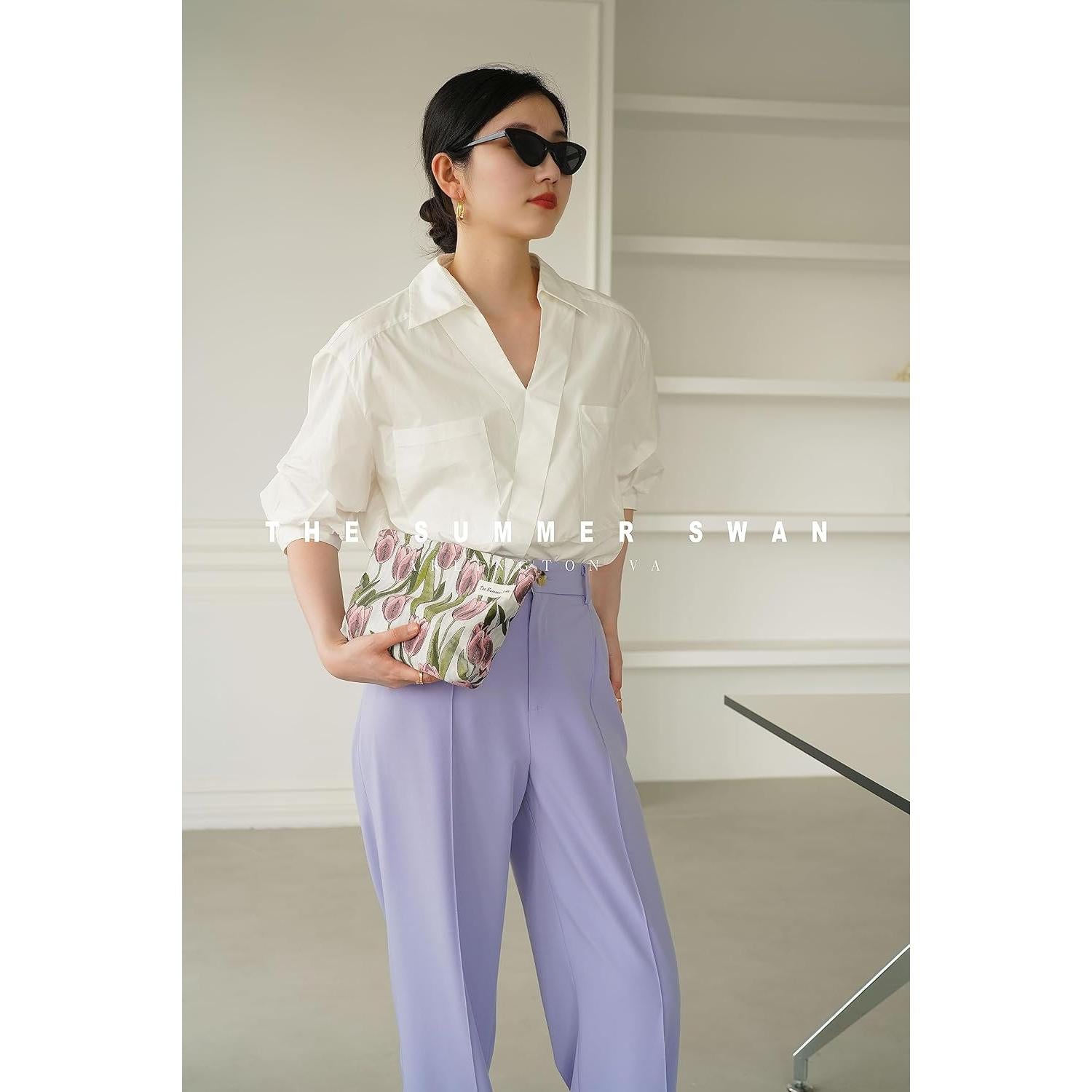 Bolsa de Maquillaje Estética Floral El Cisne de Verano 26.67x19.05cm