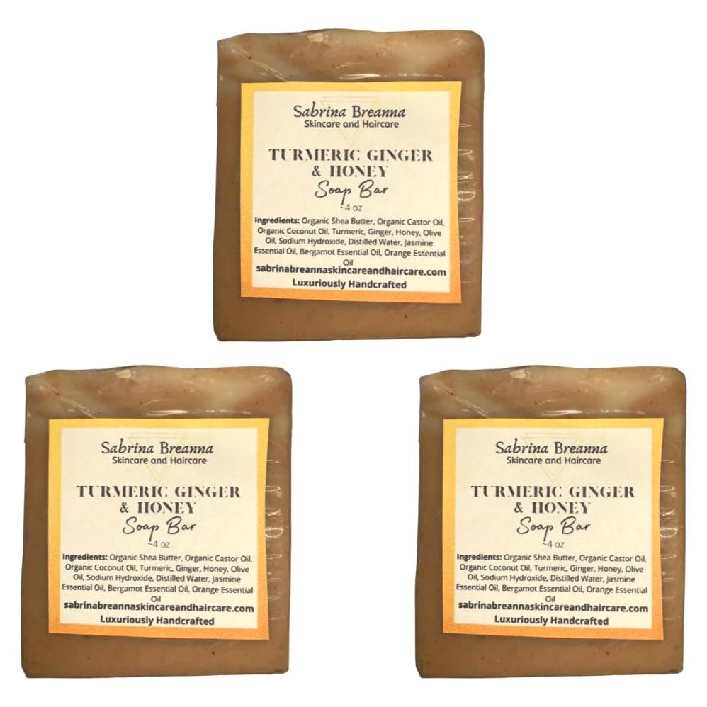 Jabón Natural de Cúrcuma, Jengibre y Miel - 3 Barras