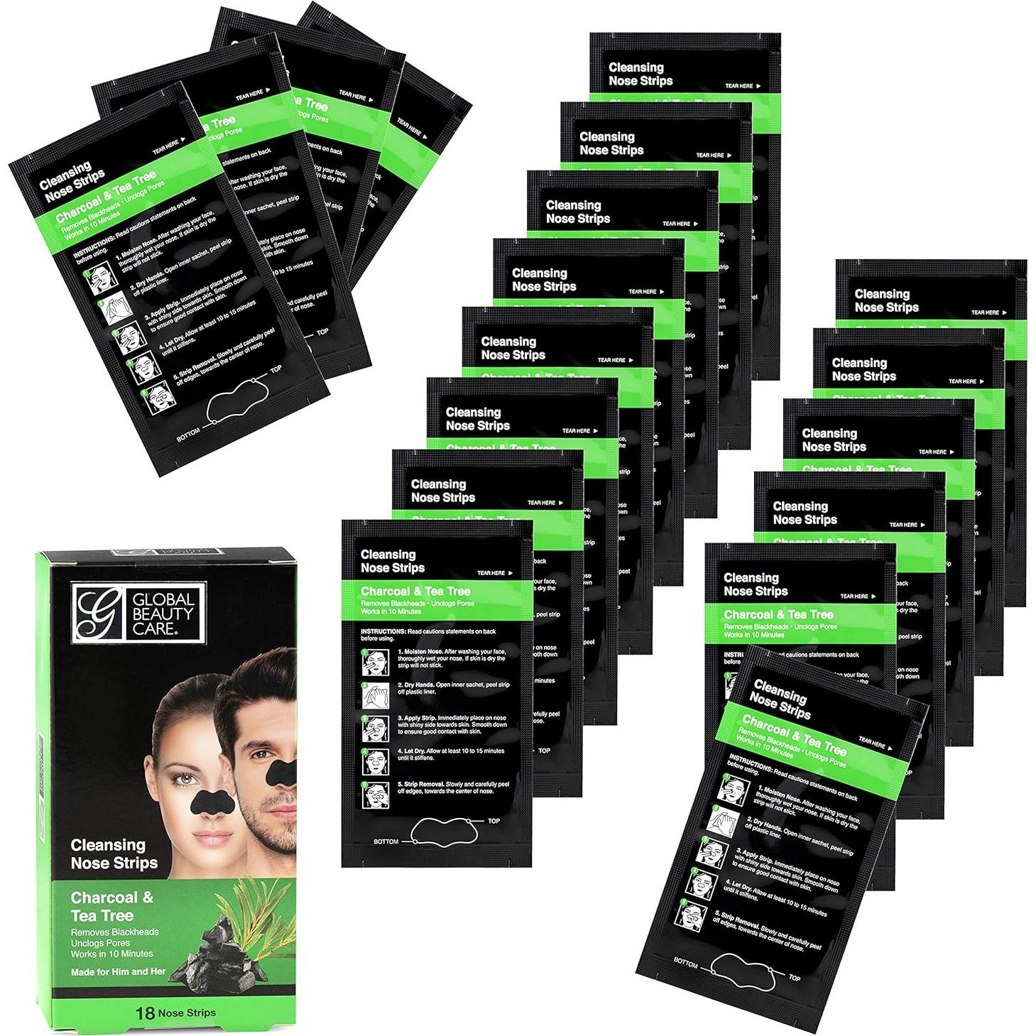 Tiras Limpiadoras de Nariz Global Beauty Care 18 Unidades Carbón