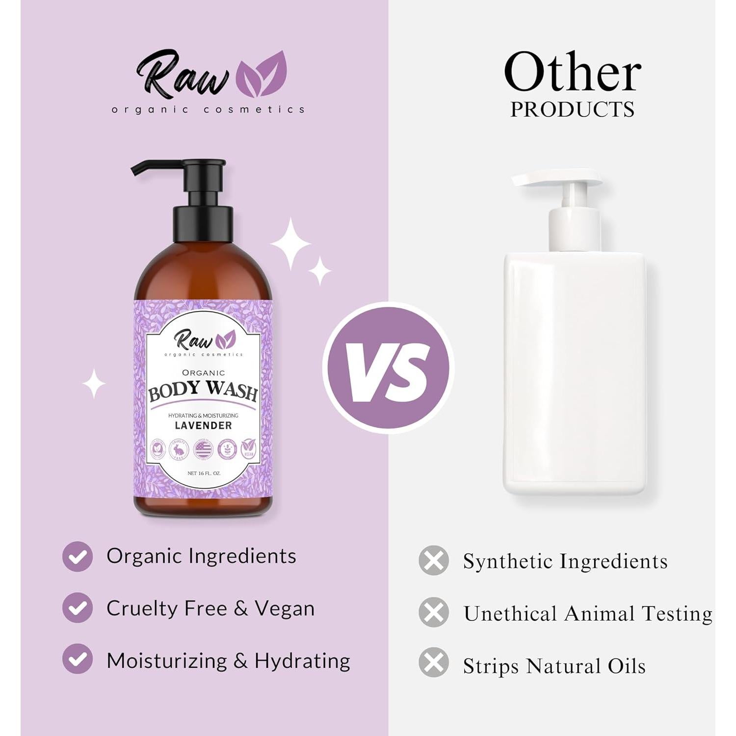 Gel de Ducha Hidratante Orgánico Lavanda 453.6 g - Raw Organic