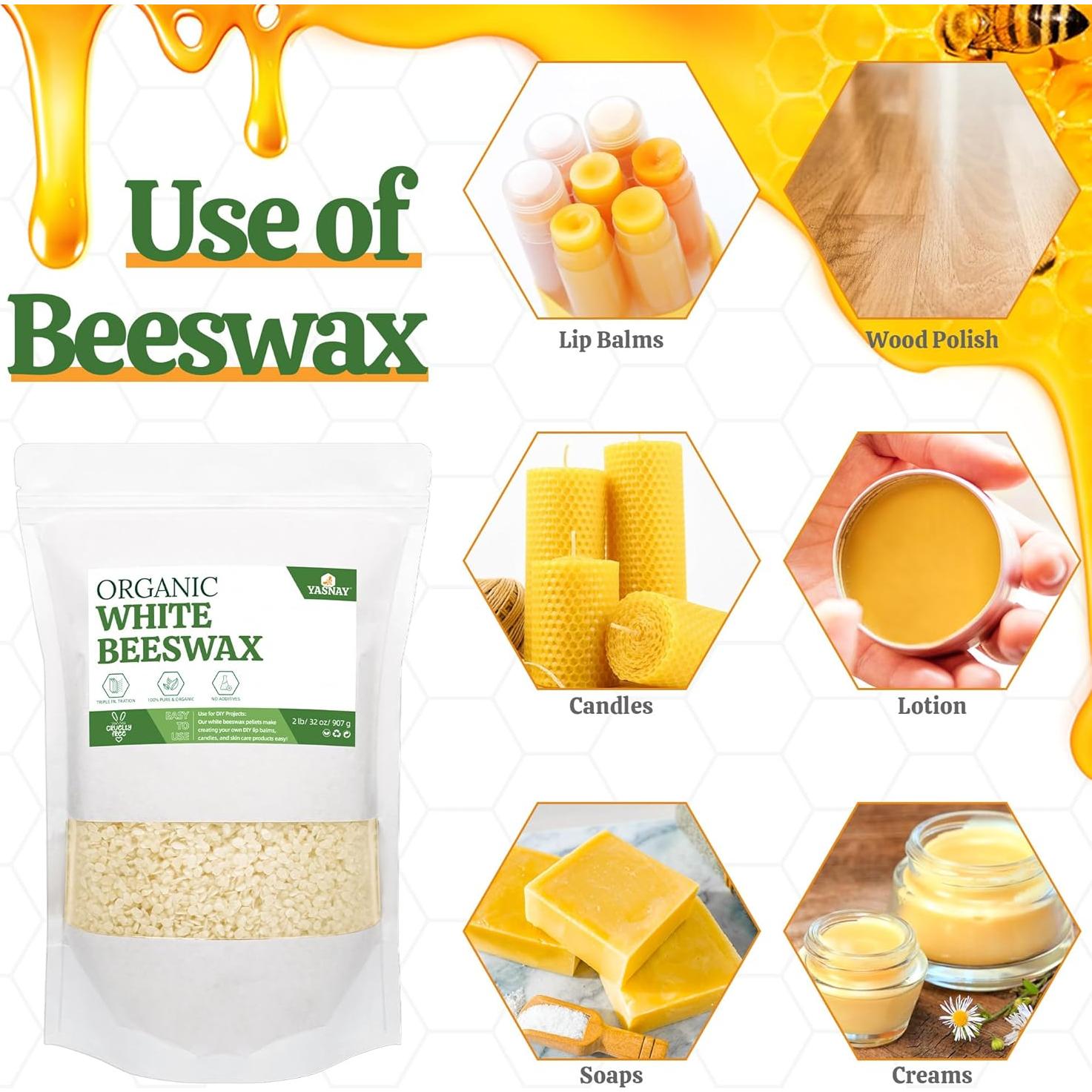 Pellets de Cera de Abeja Orgánica YASNAY 0.90 kg para DIY