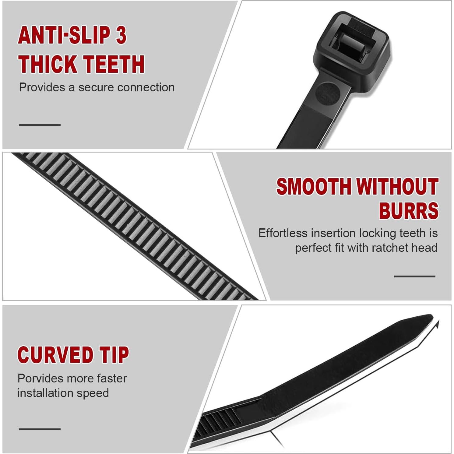 Bridas RAZCC 1200pcs Nylon 30.48cm 70lb Resistencia