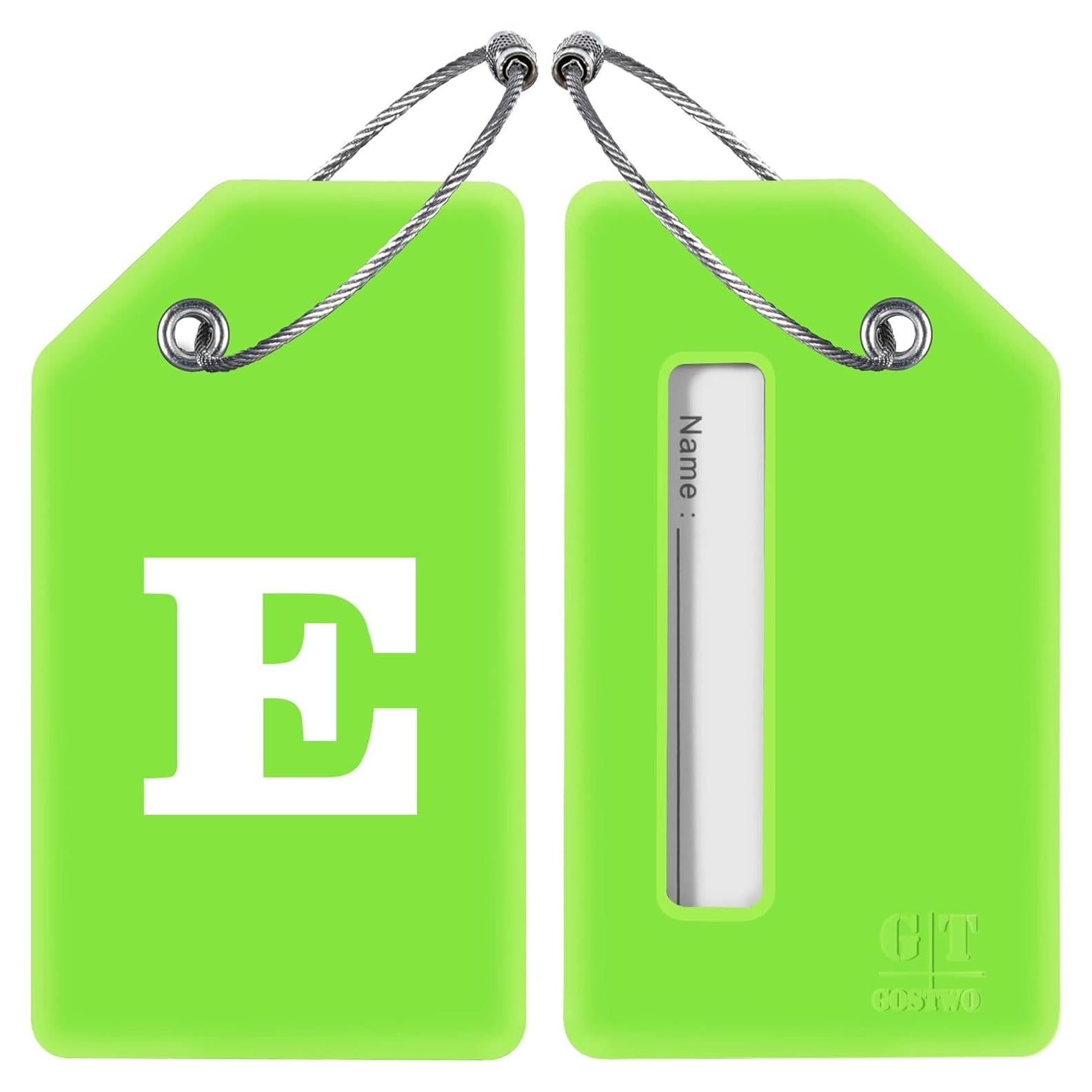 Etiquetas de Equipaje de Silicona Gostwo Verde 2 Pack con Iniciales