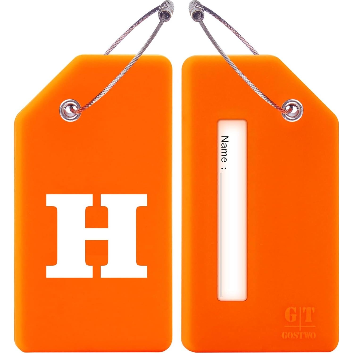 Etiquetas de Equipaje de Silicona Gostwo 2 Pack Naranja Letra H